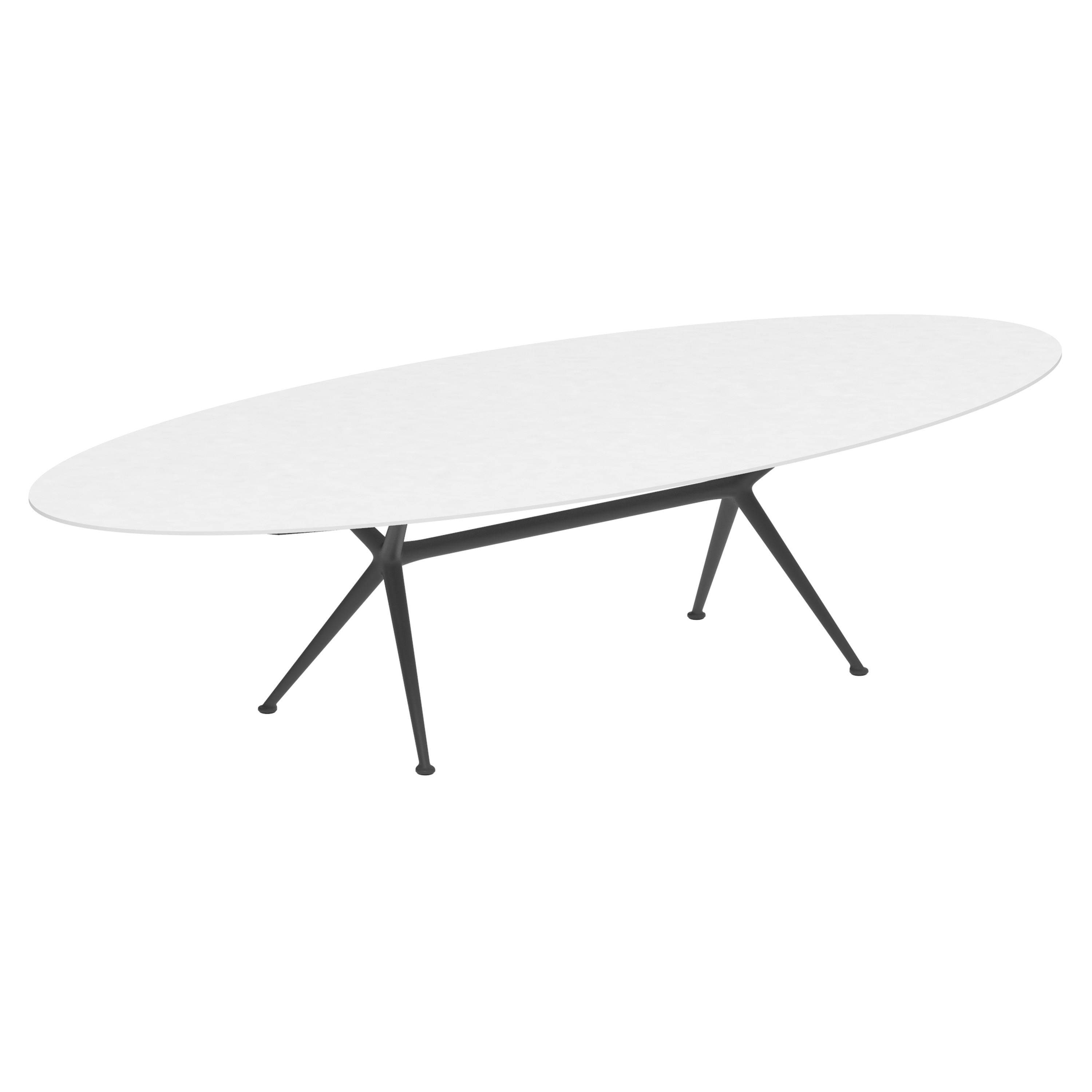 Exes table 320x140cm oval coated aluminium & ceram or teak top