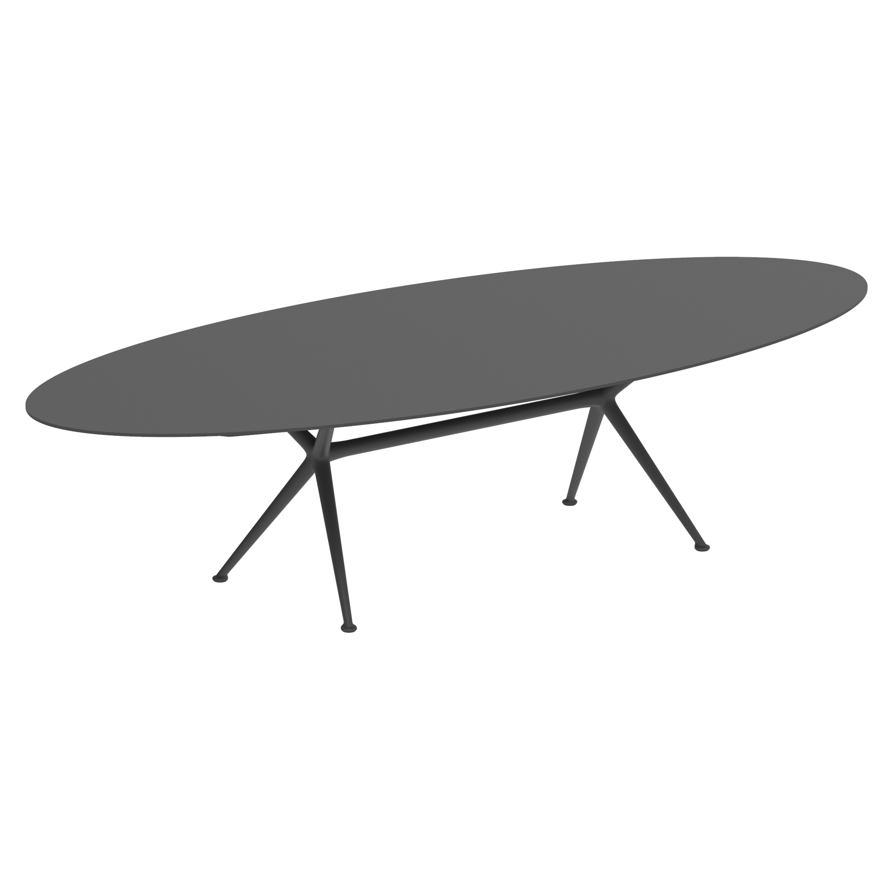 Exes table 320x140cm oval coated aluminium & ceram or teak top