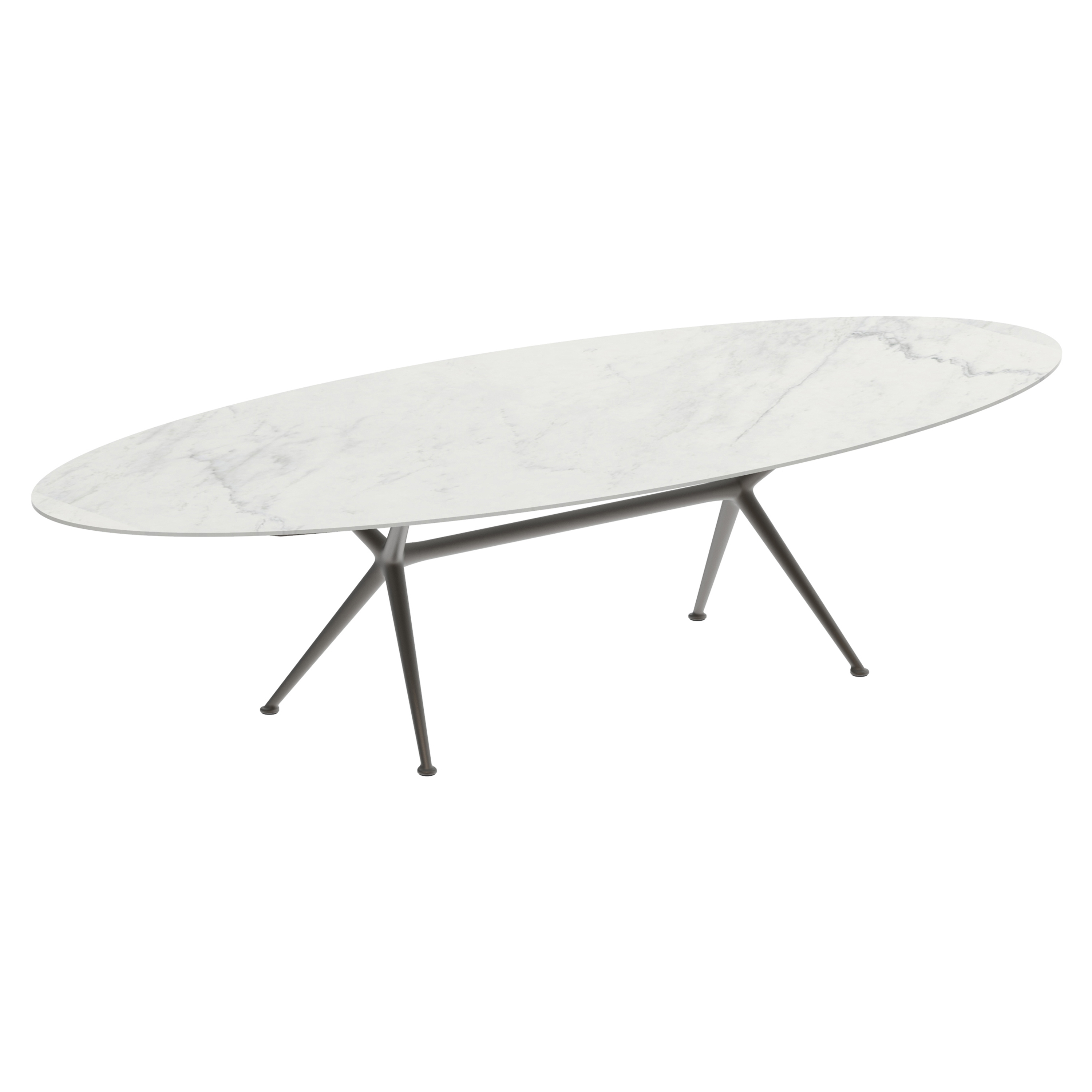 Exes table 320x140cm oval coated aluminium & ceram or teak top