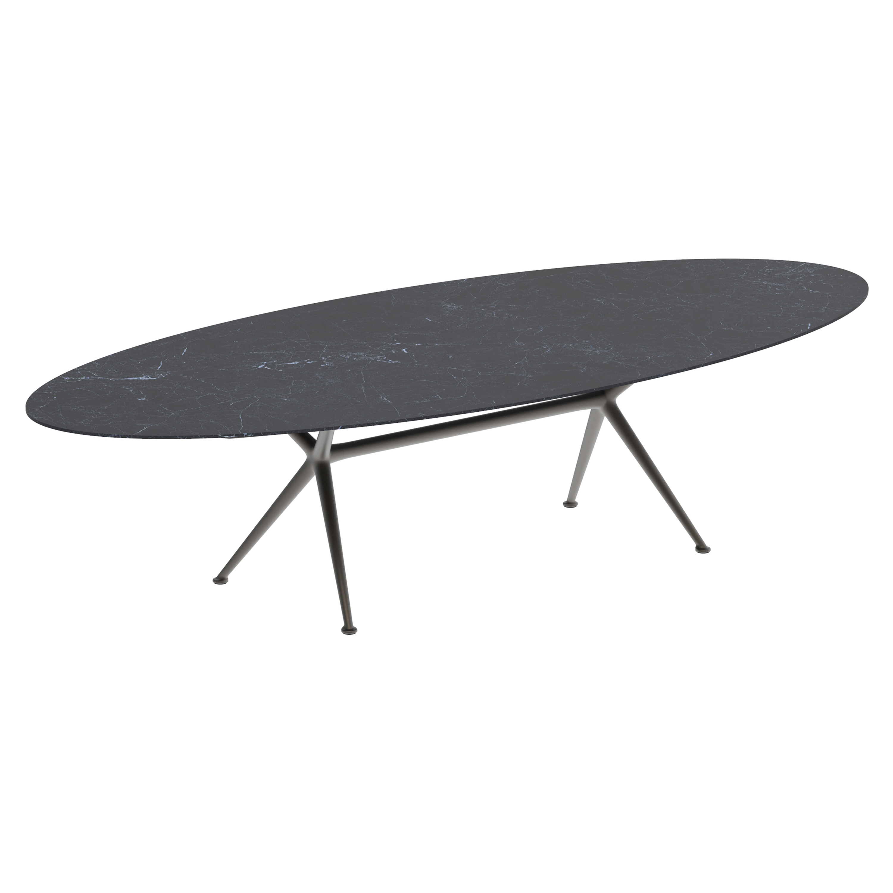 Exes table 320x140cm oval coated aluminium & ceram or teak top