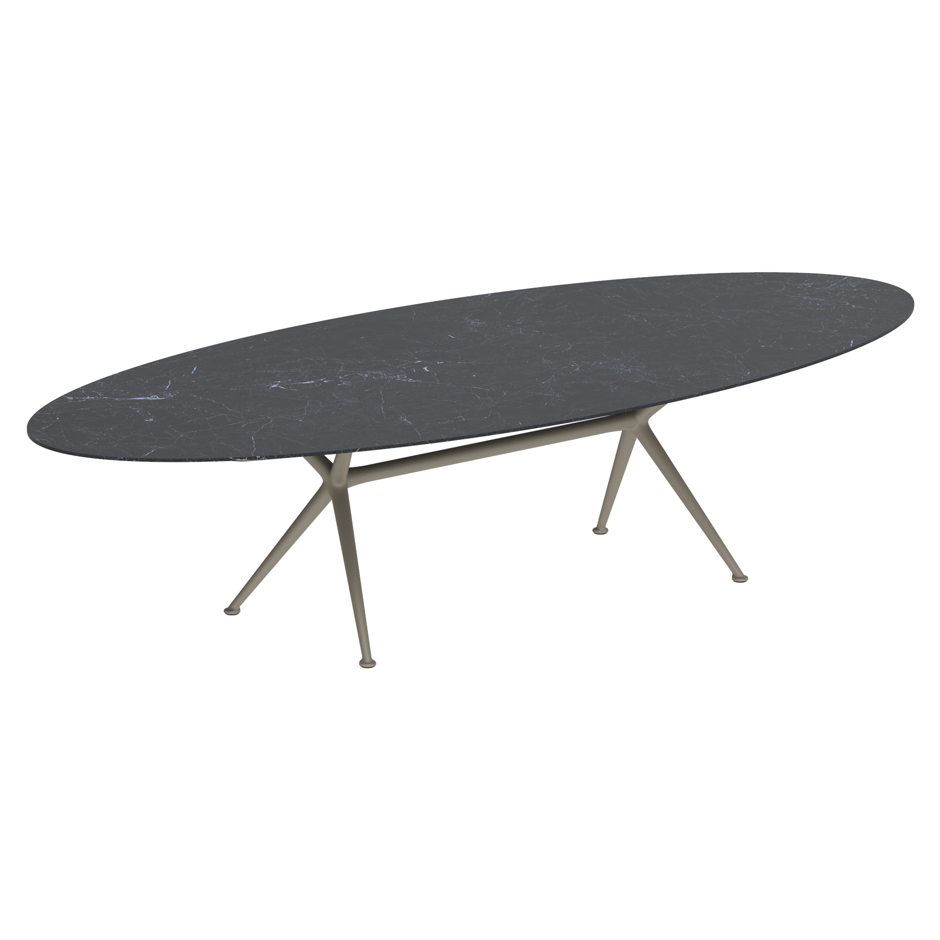 Display product Exes table 320x140cm oval coated aluminium & ceram or teak top from manufacturer Royal Botania