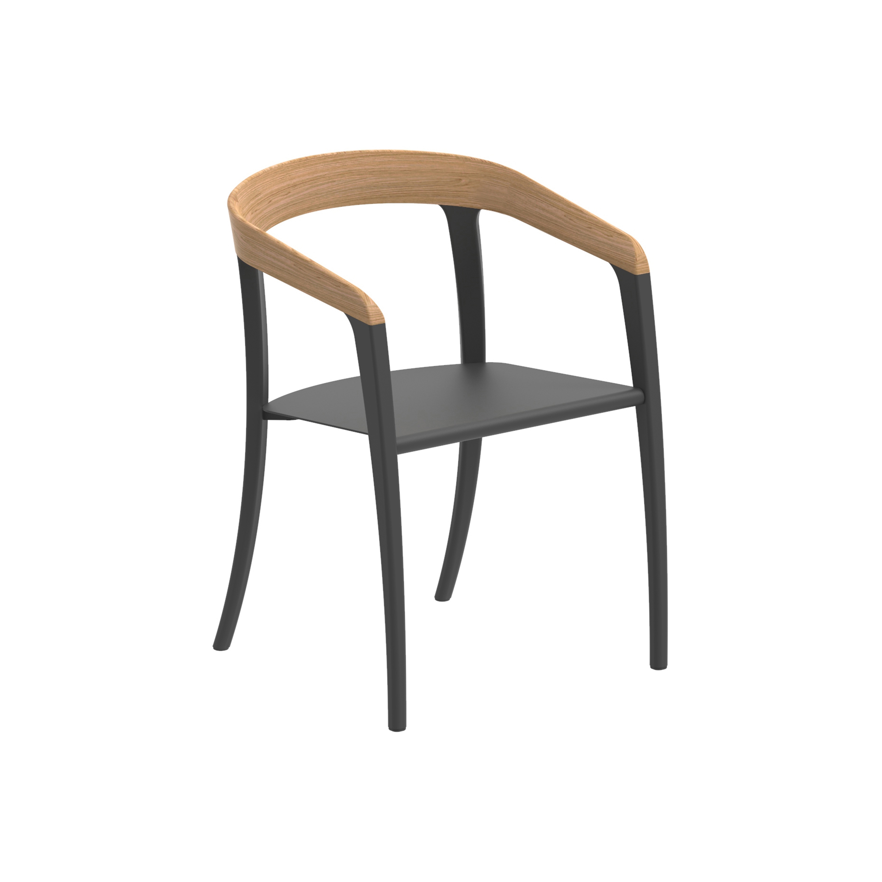 Jive arm chair coated alu & teak