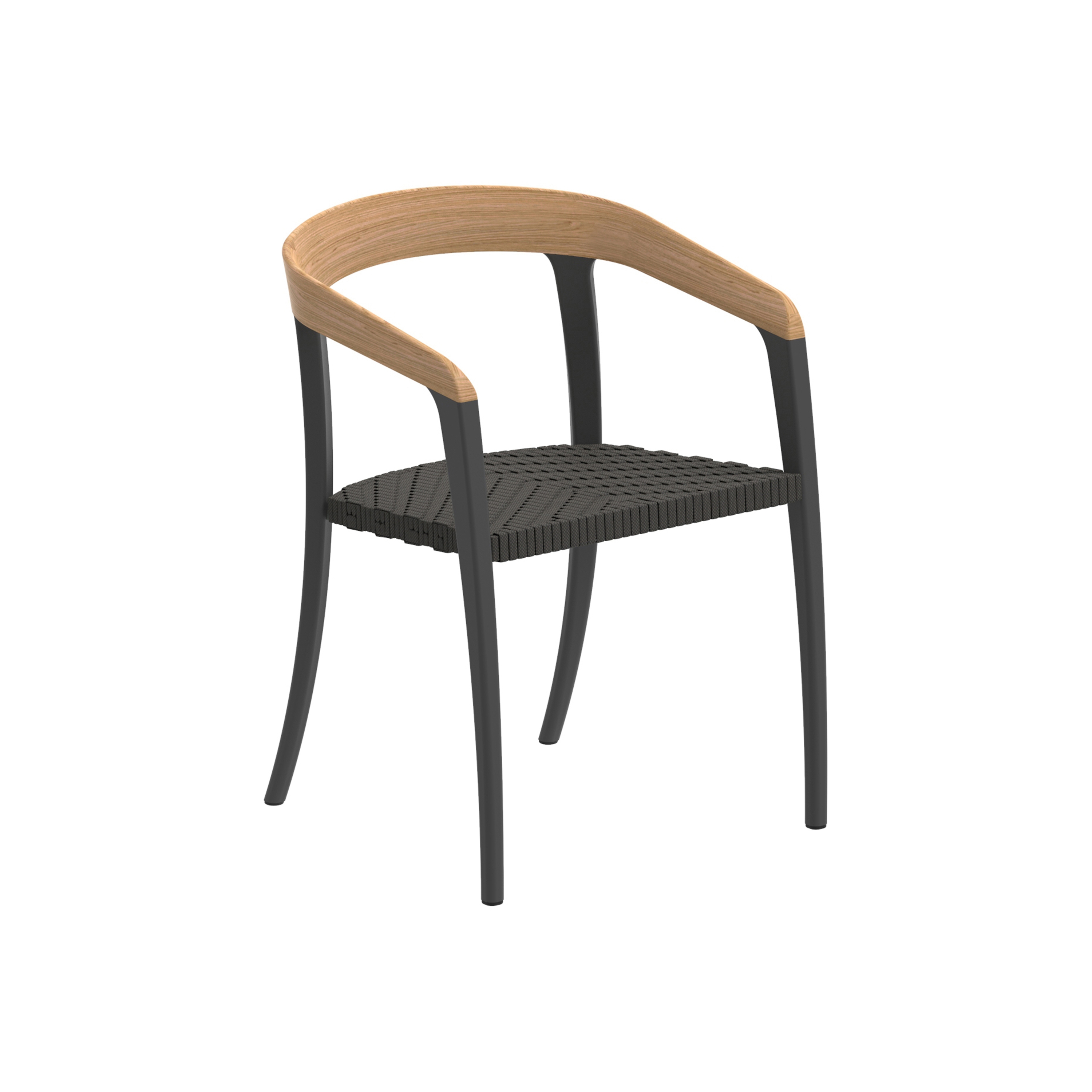 Jive arm chair coated aluminium, olefin fiber & teak