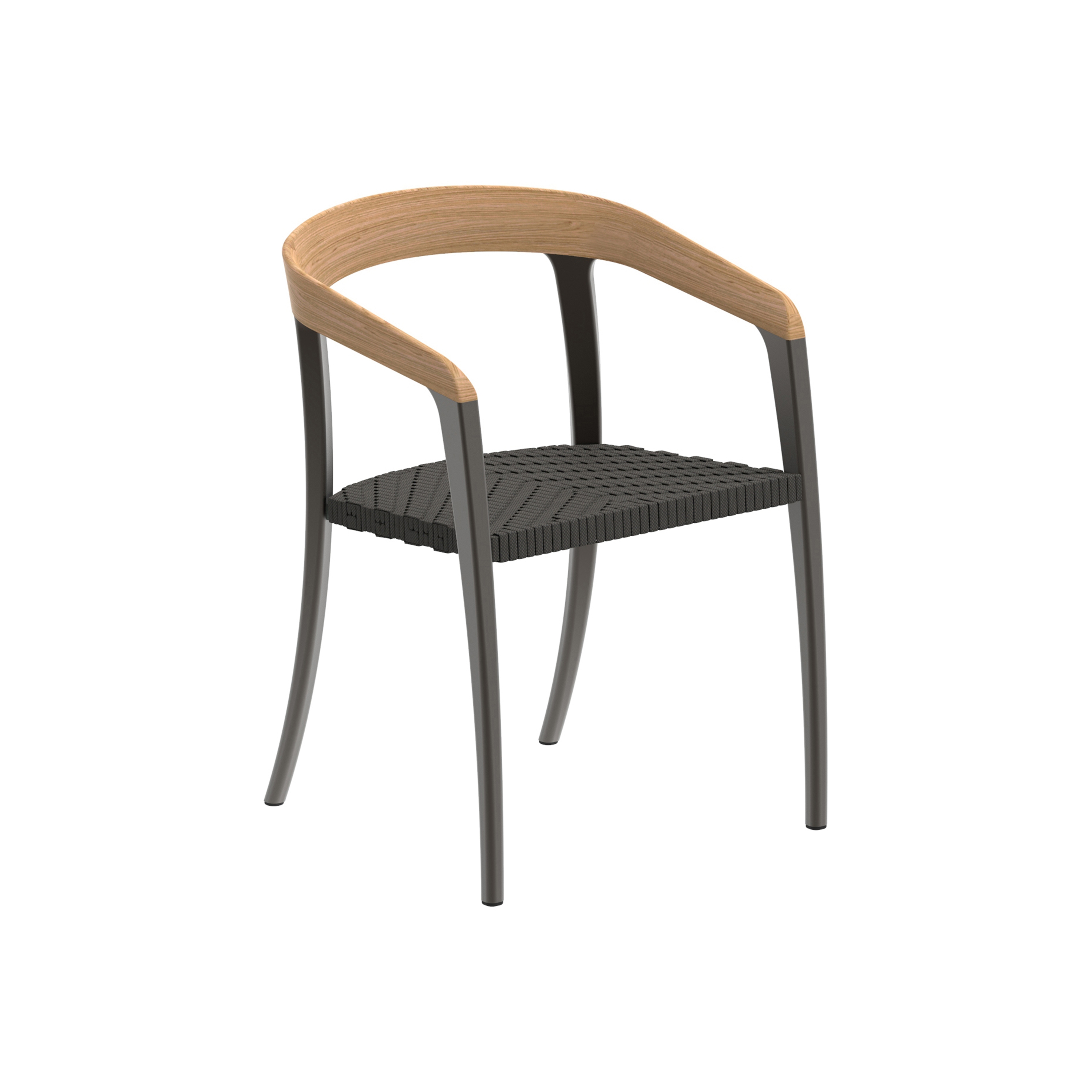 Jive arm chair coated aluminium, olefin fiber & teak