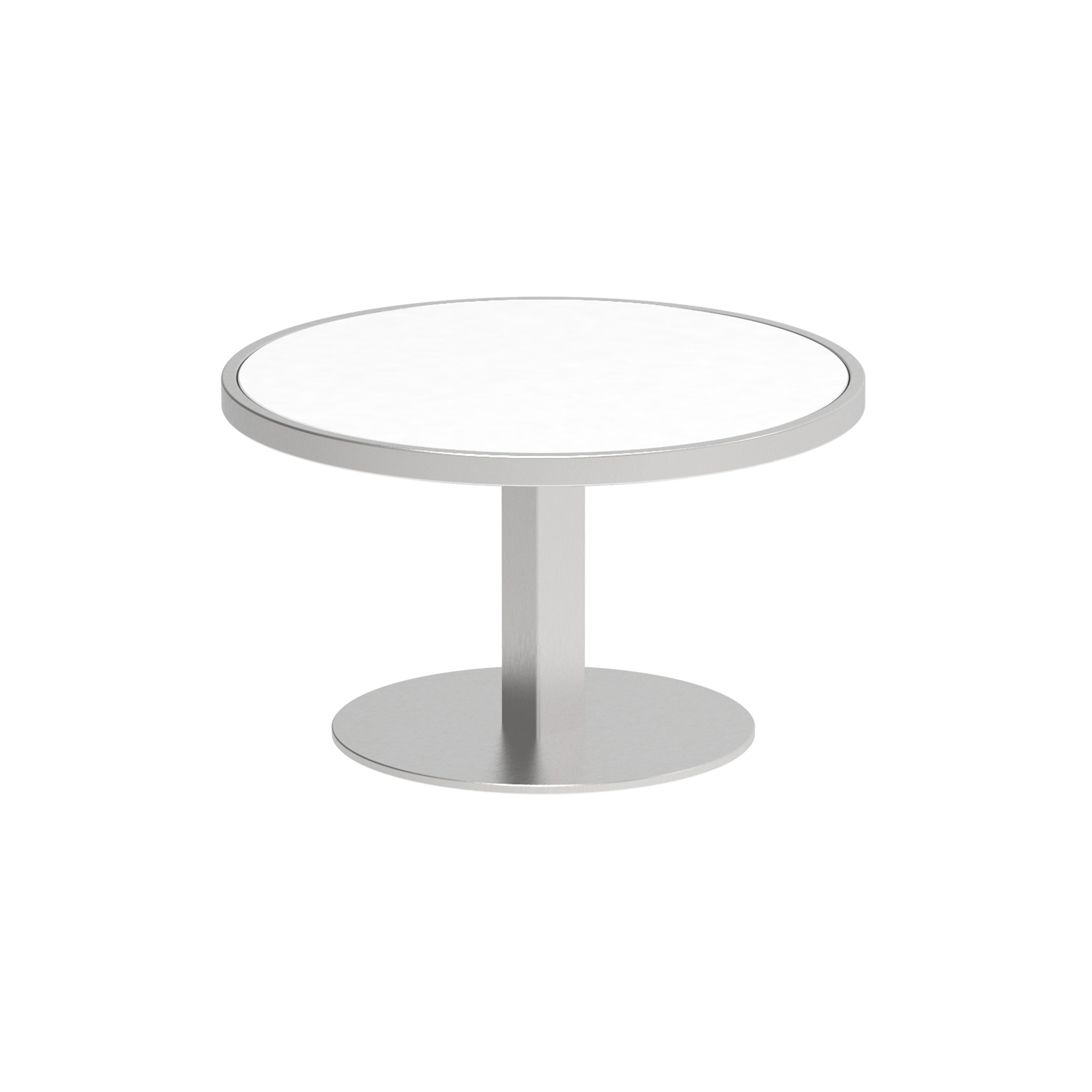 O-Zon side table 53cm round stainless steel & ceramic top