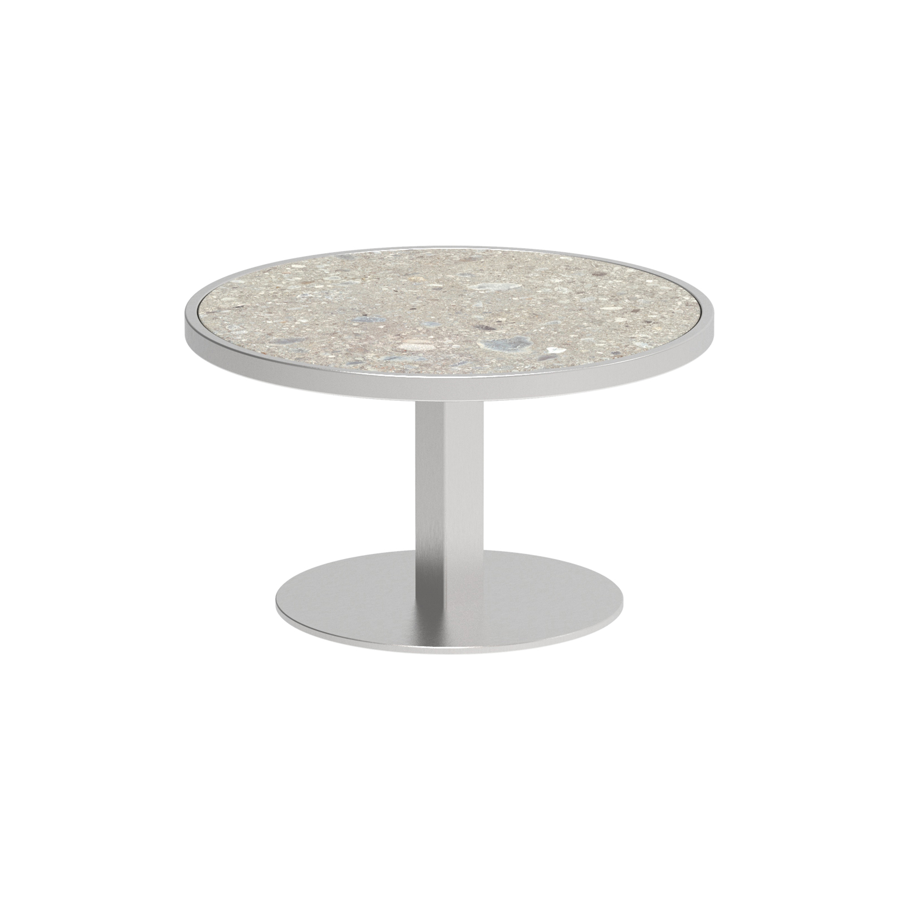 O-Zon side table 53cm round stainless steel & ceramic top