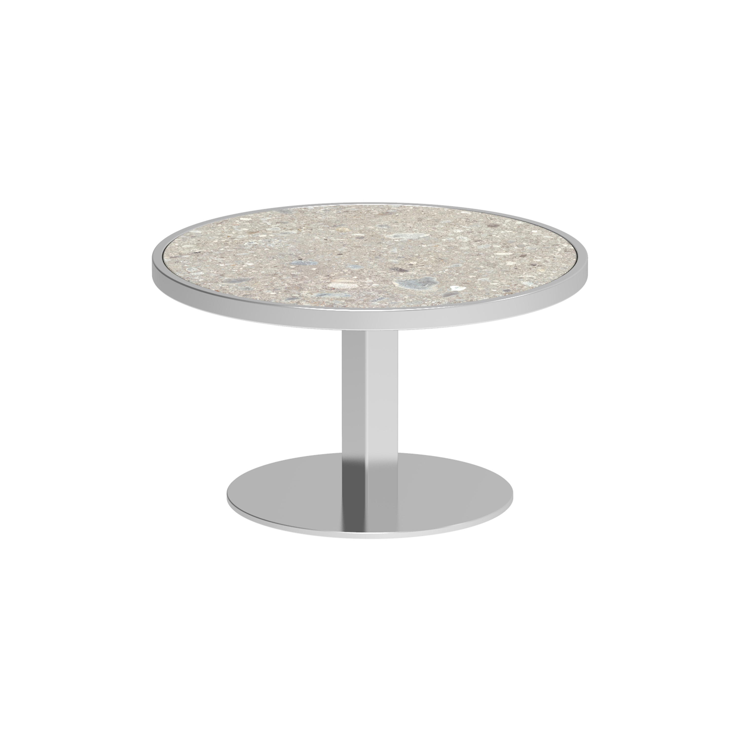 Display product O-Zon side table 53cm round stainless steel & ceramic top from manufacturer Royal Botania