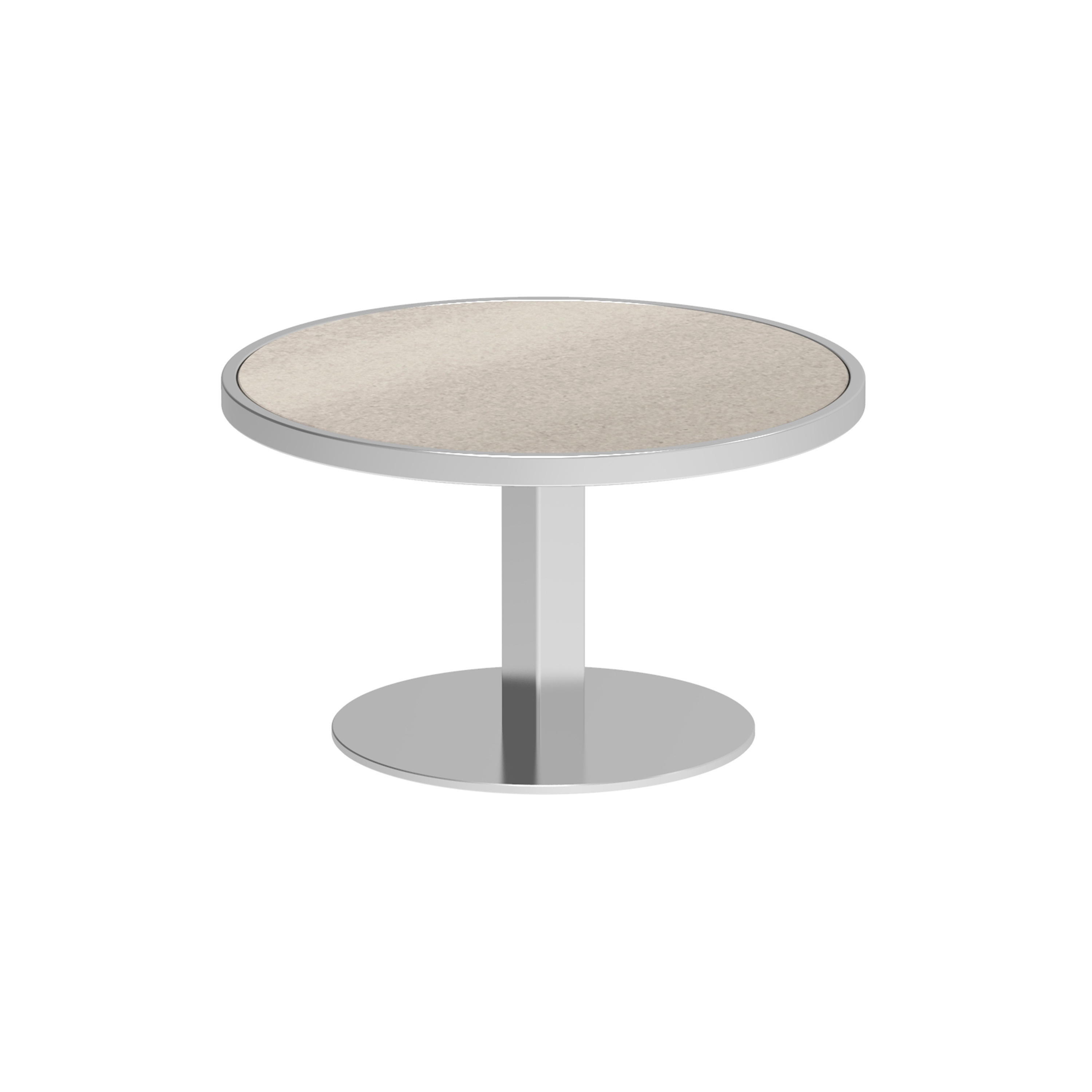 O-Zon side table 53cm round stainless steel & ceramic top