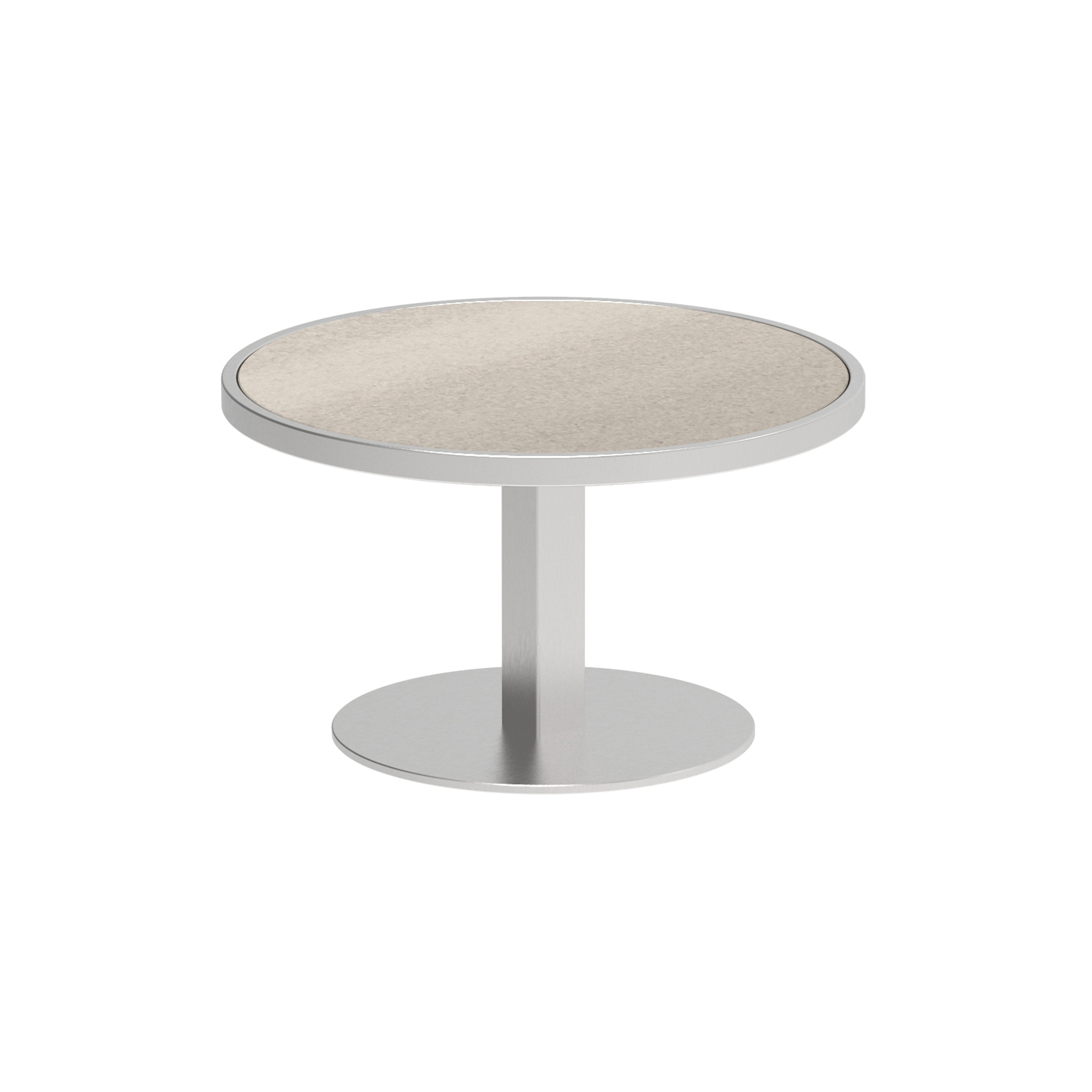 O-Zon side table 53cm round stainless steel & ceramic top