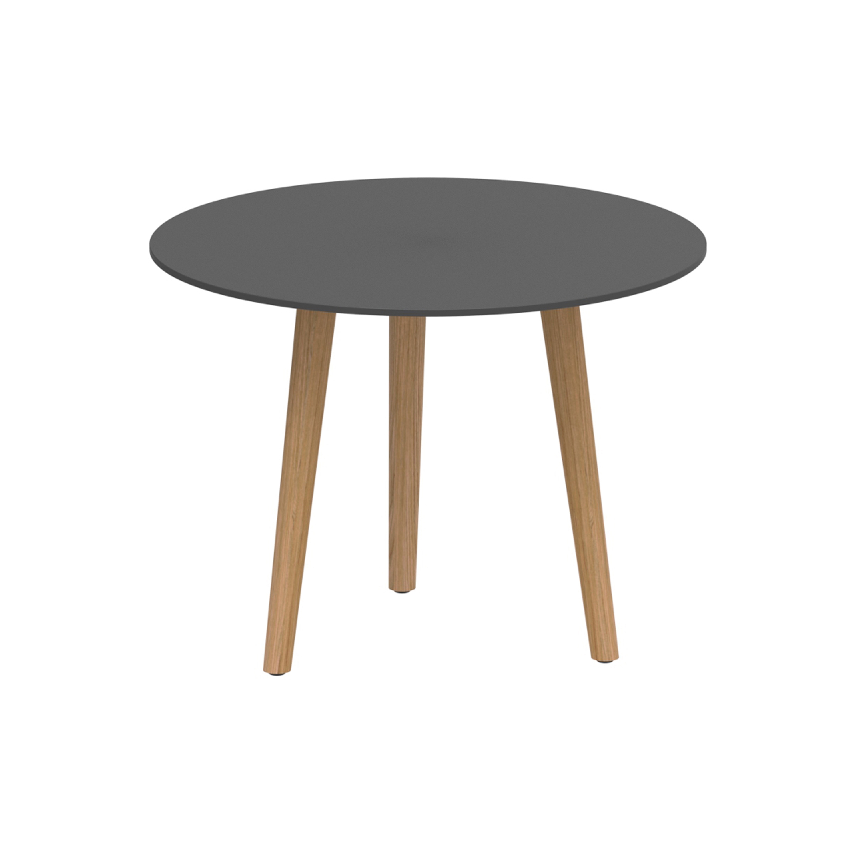 Display product Styletto round table 90 low dining teak legs from manufacturer Royal Botania