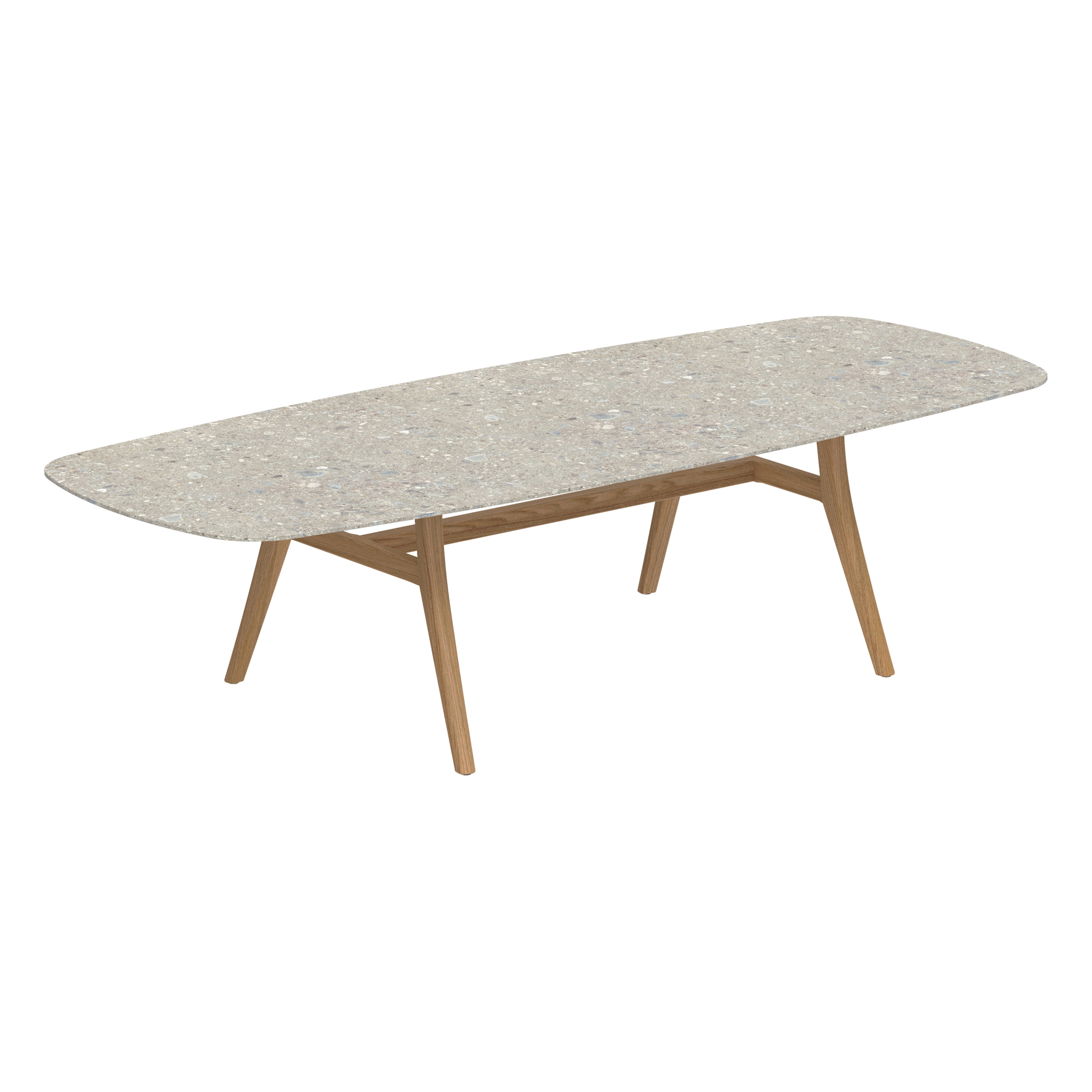 Zidiz table 300x120cm oval coated aluminium or teak & ceramic top