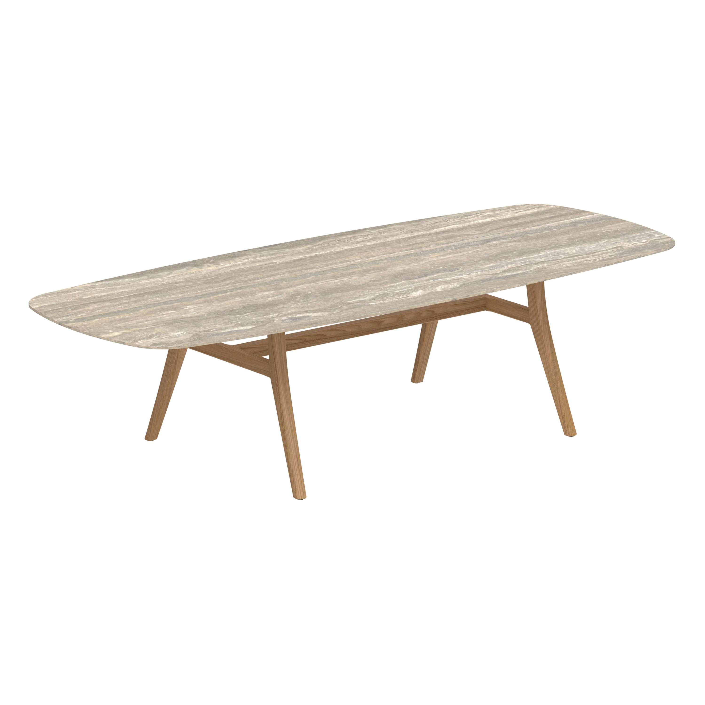 Zidiz table 300x120cm oval coated aluminium or teak & ceramic top
