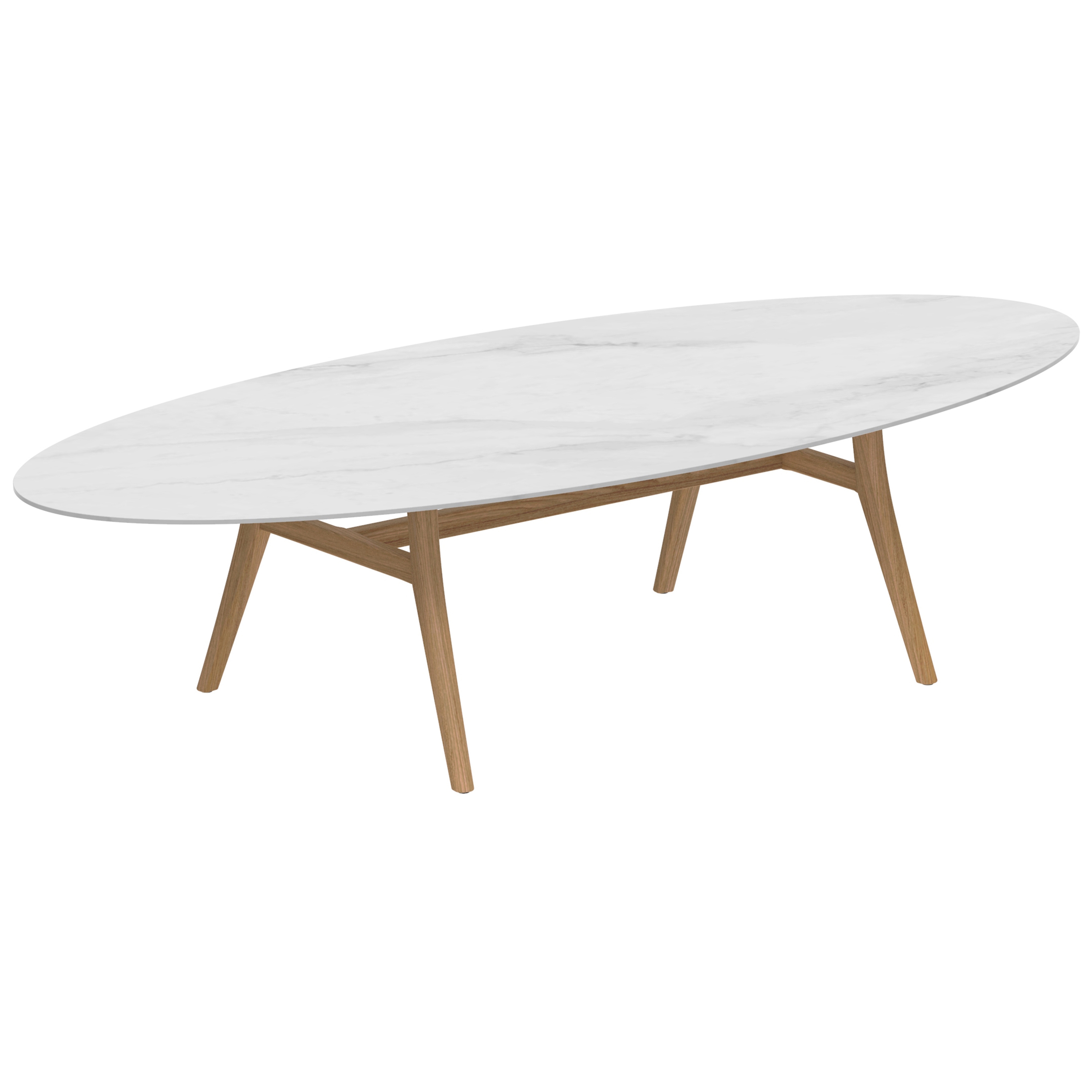 Zidiz table 320x140cm ellipse coated aluminium or teak & ceram top