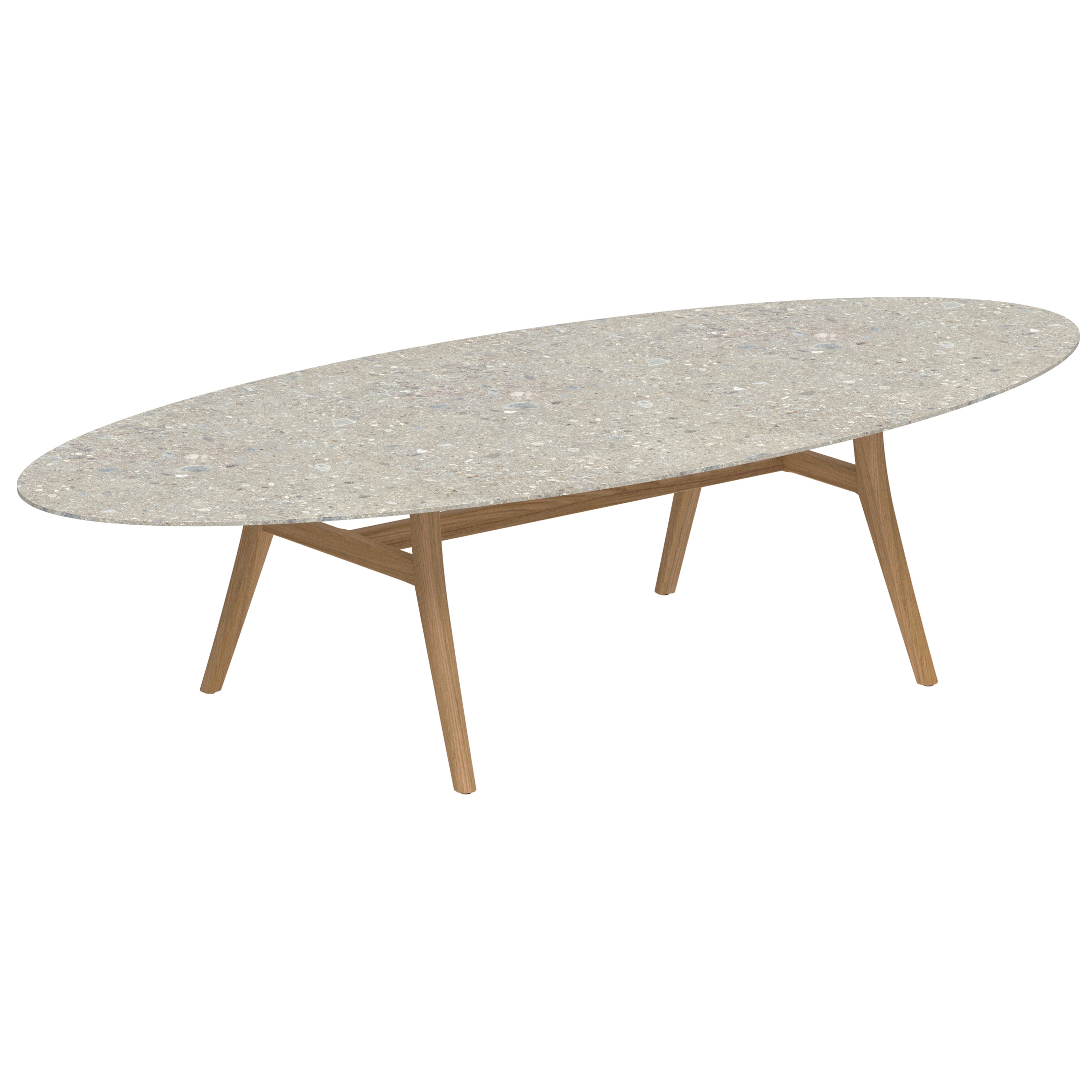 Zidiz table 320x140cm ellipse coated aluminium or teak & ceram top