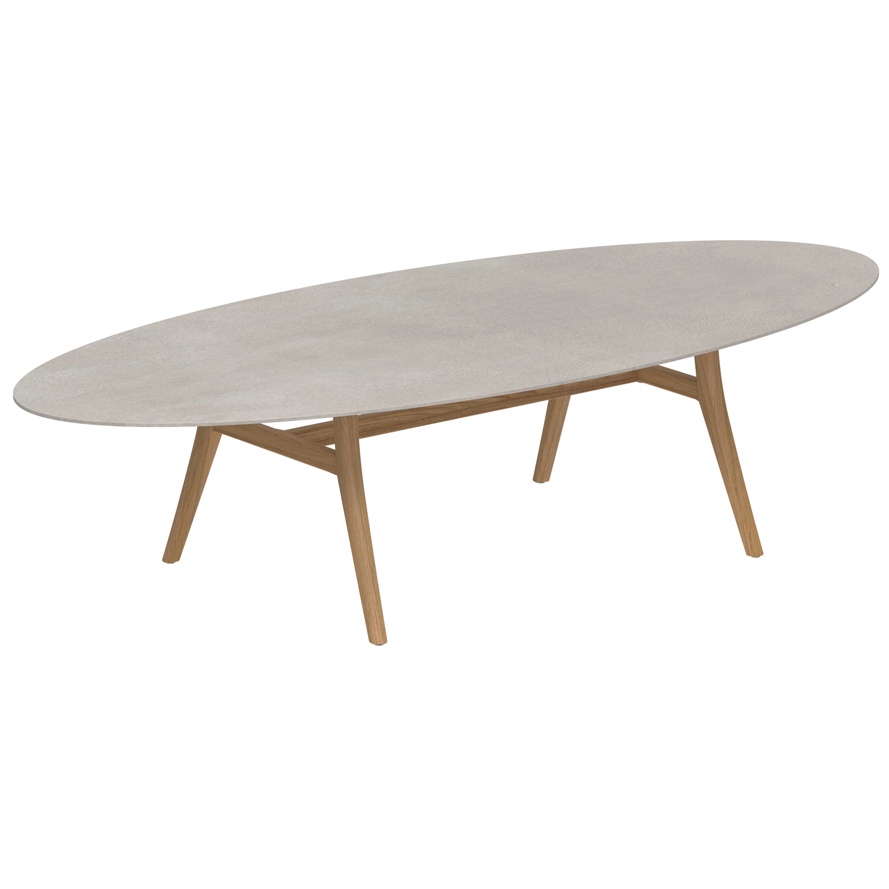 Zidiz table 320x140cm ellipse coated aluminium or teak & ceram top
