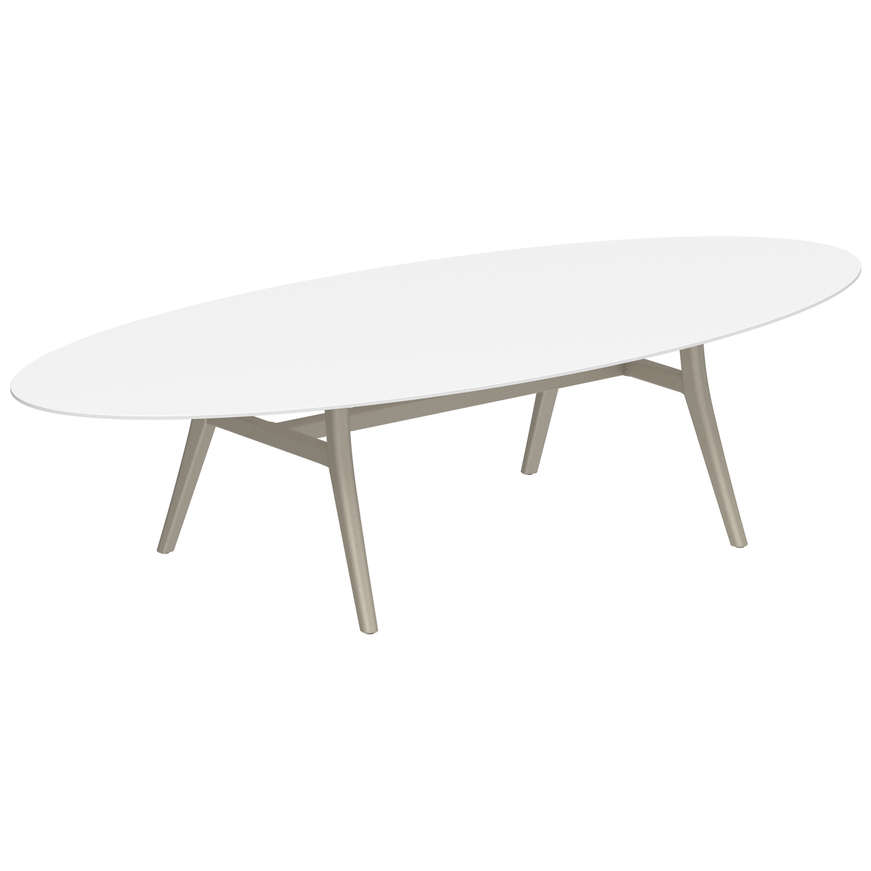 Display product Zidiz table 320x140cm ellipse coated aluminium or teak & ceram top from manufacturer Royal Botania