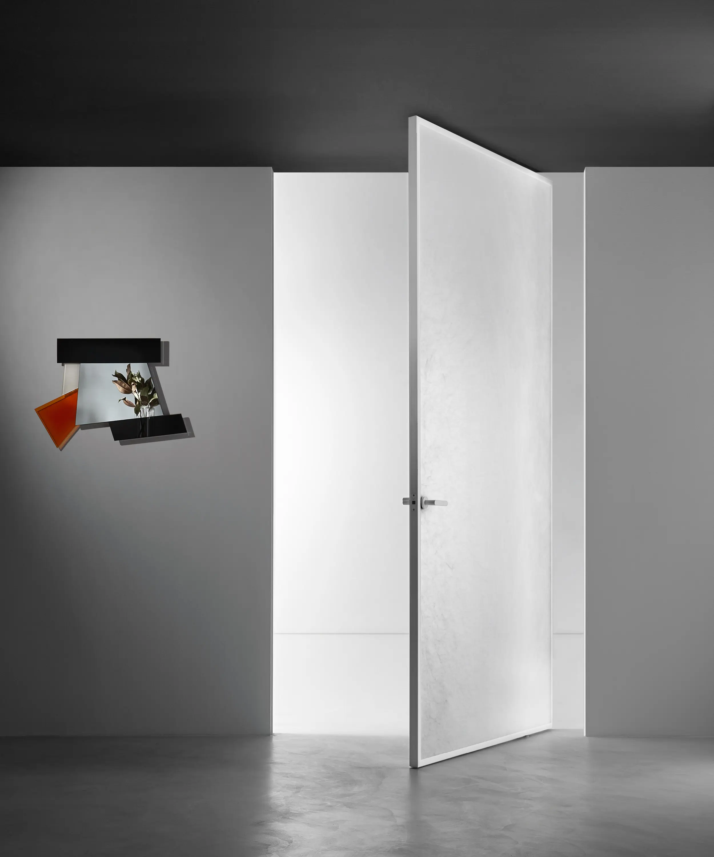 Glas Italia - Aladin Pivot door with concealed frame, customizable