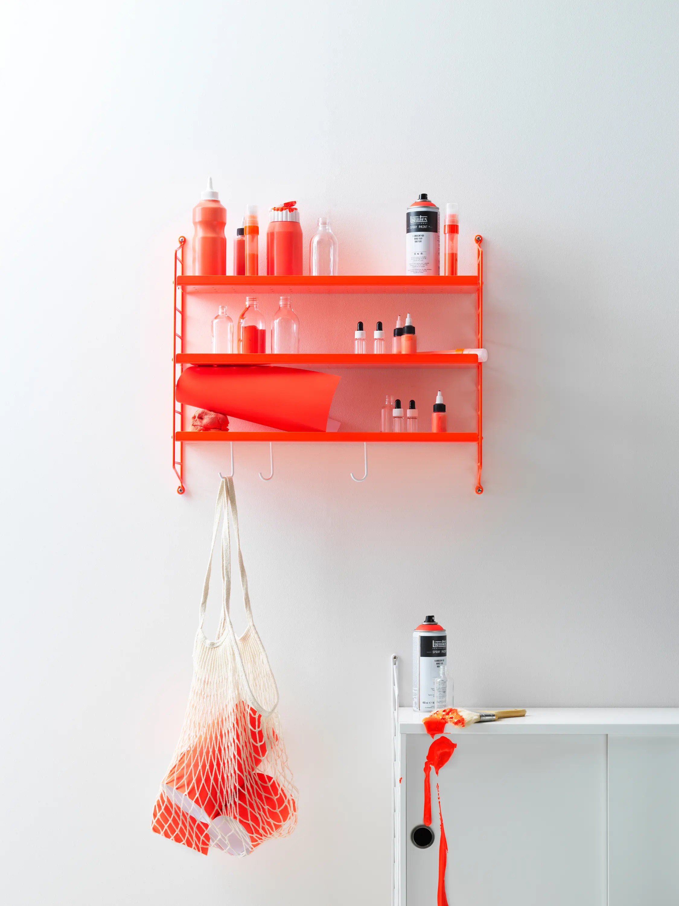 string furniture - String Pocket metal in neon