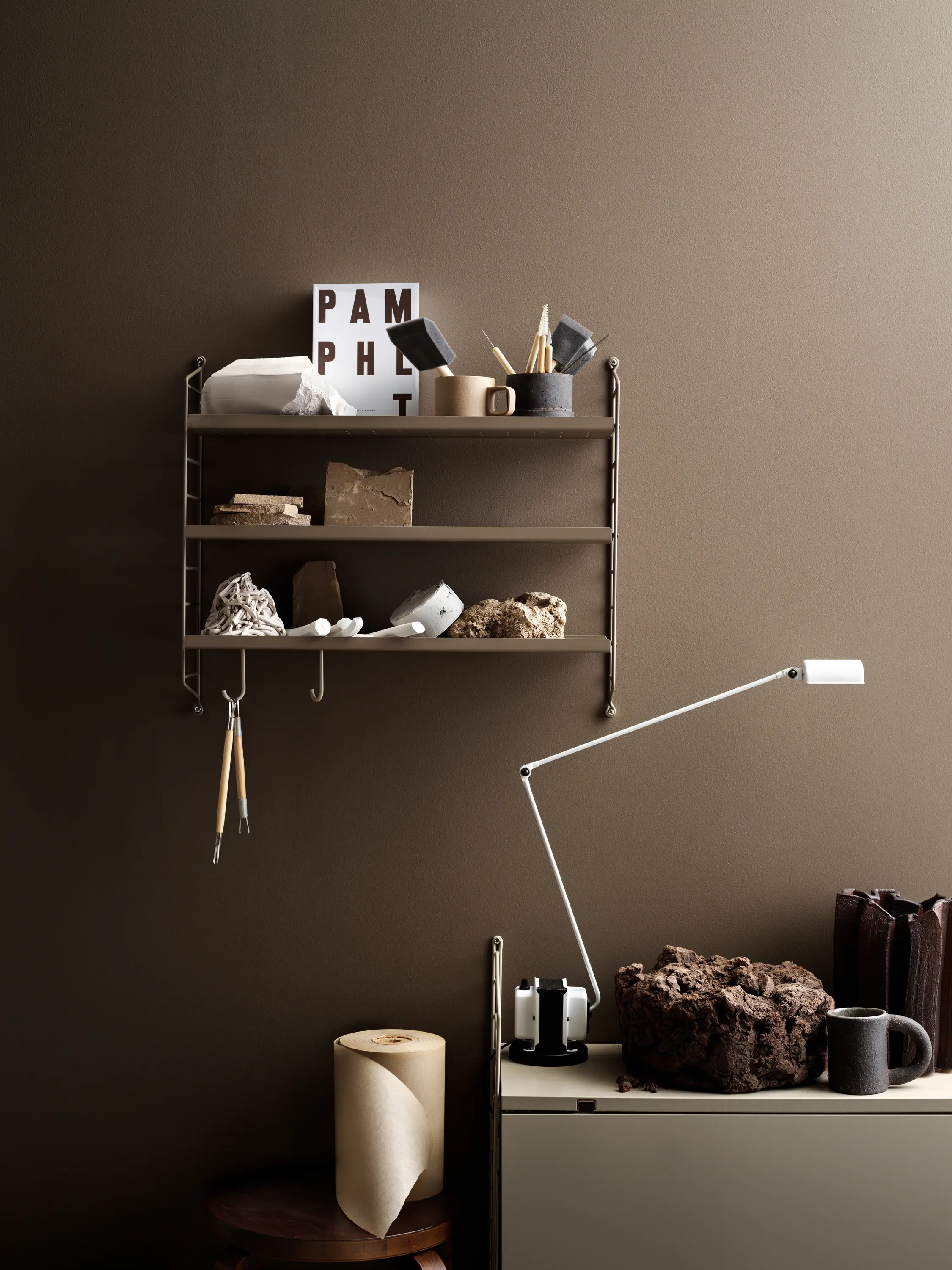 string furniture - String Pocket metal in taupe