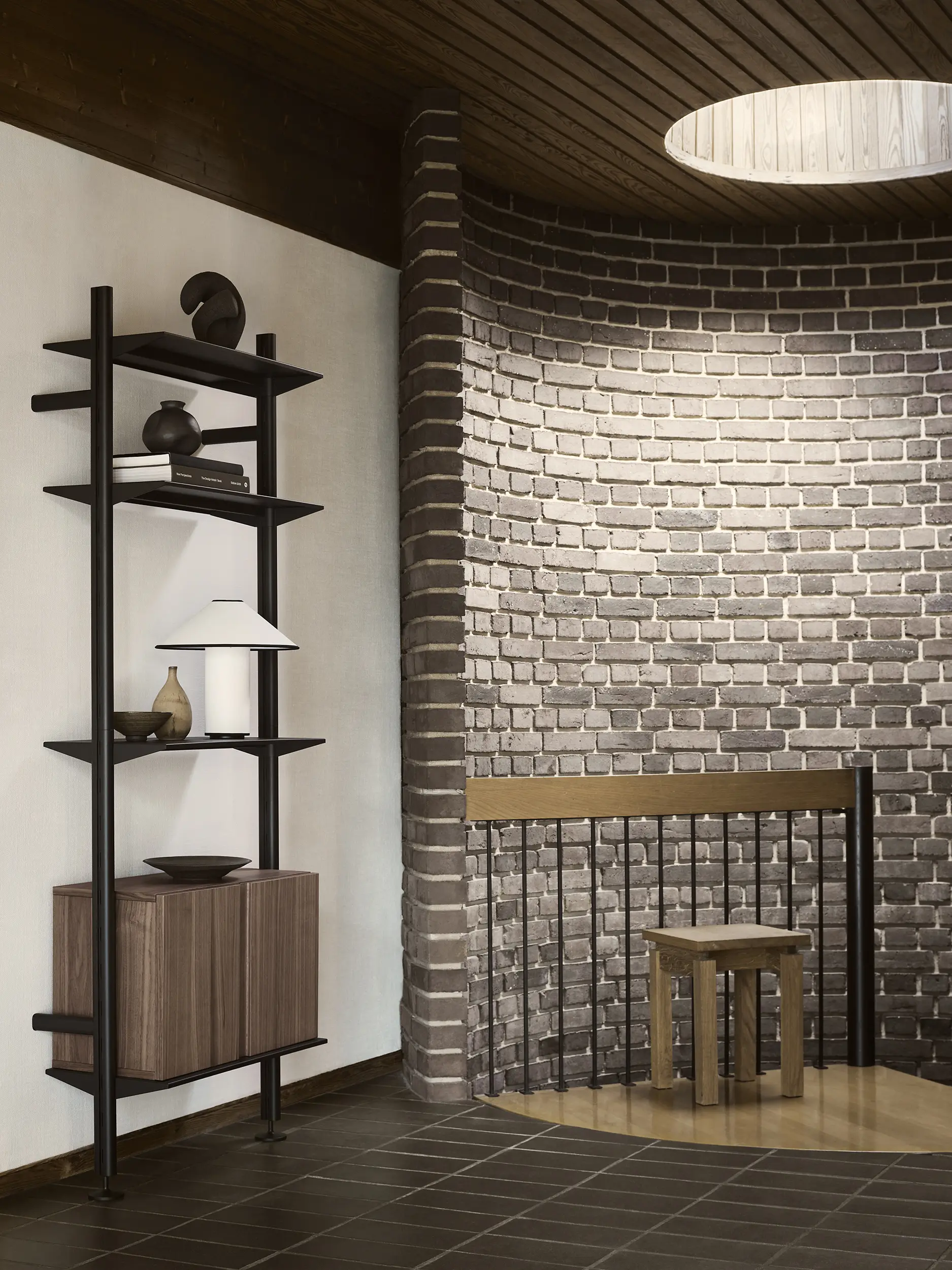 string furniture - Pira G2 - Walnut/Black grey, wallmounted