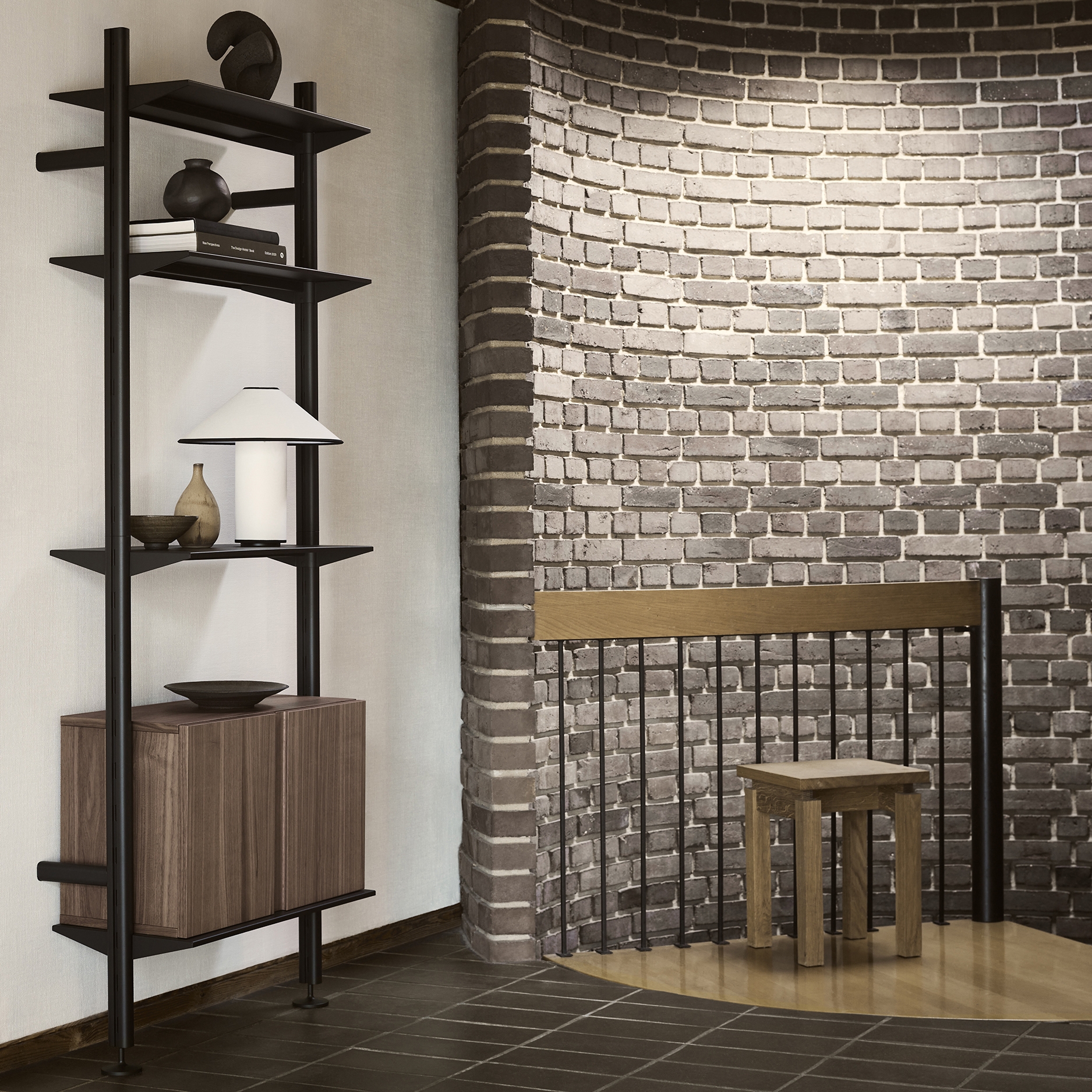 Display product Pira G2 - Walnut/Black grey, wallmounted from manufacturer string furniture