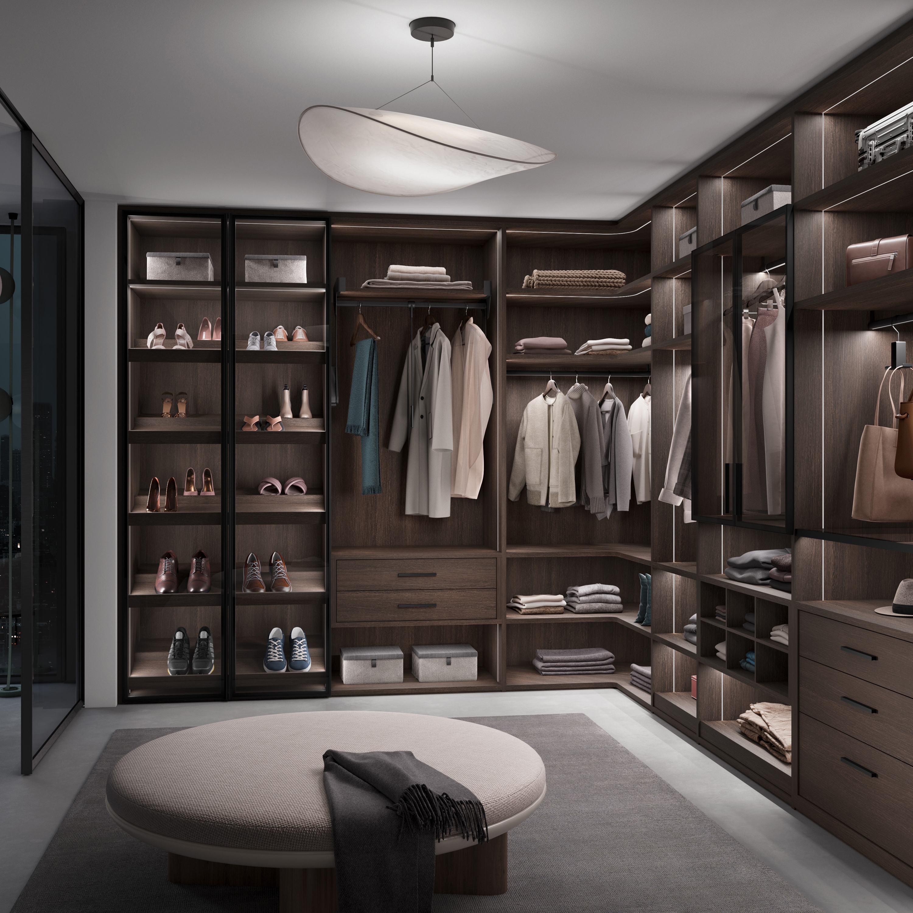 Display product Legno interior closet storage system from manufacturer raumplus