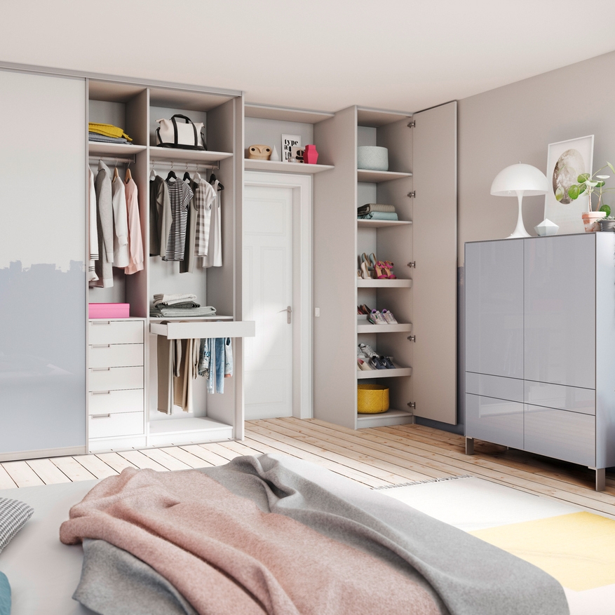 Display product Ecoline interior system Walk-in-closet from manufacturer raumplus