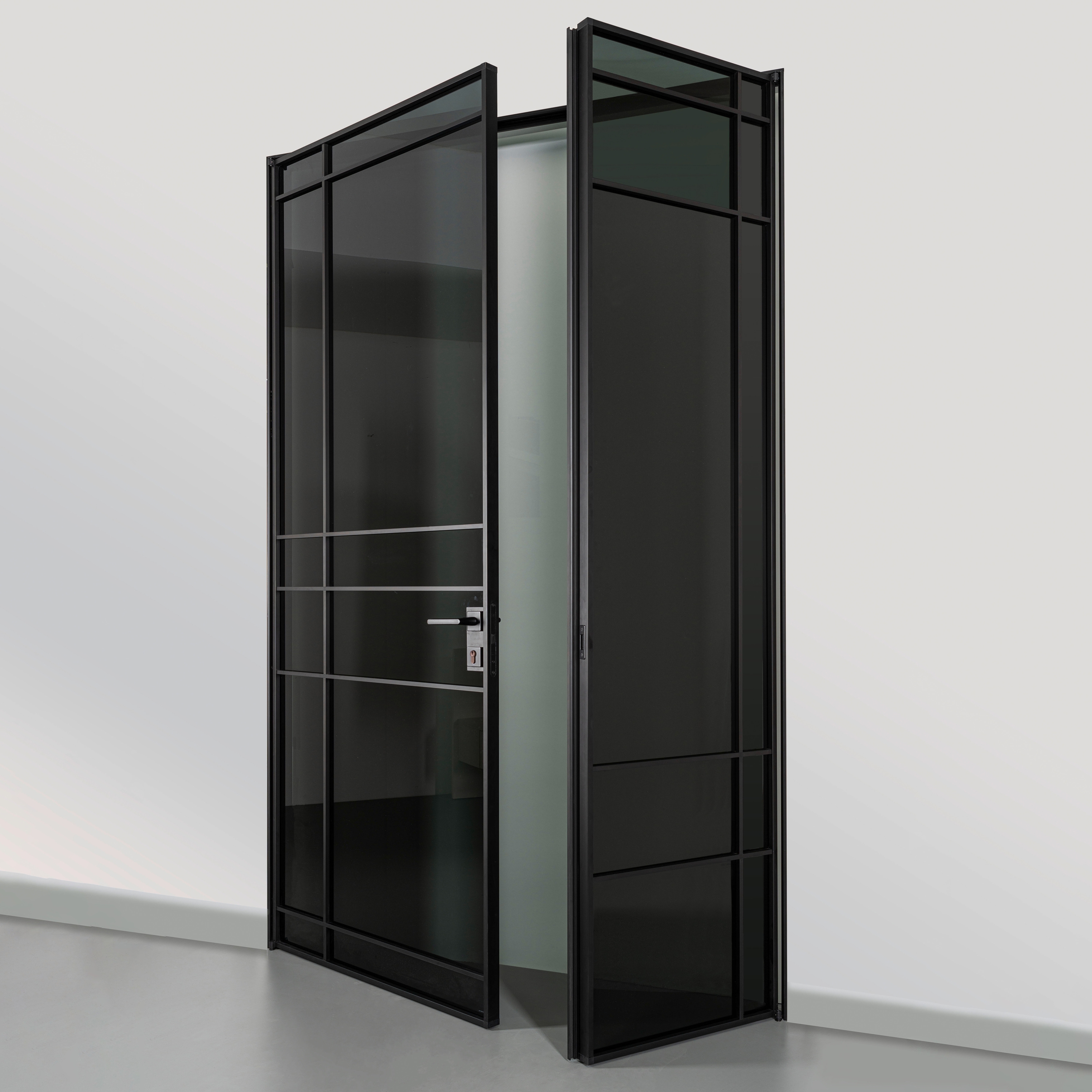 Swing door slim line room door with leaf
