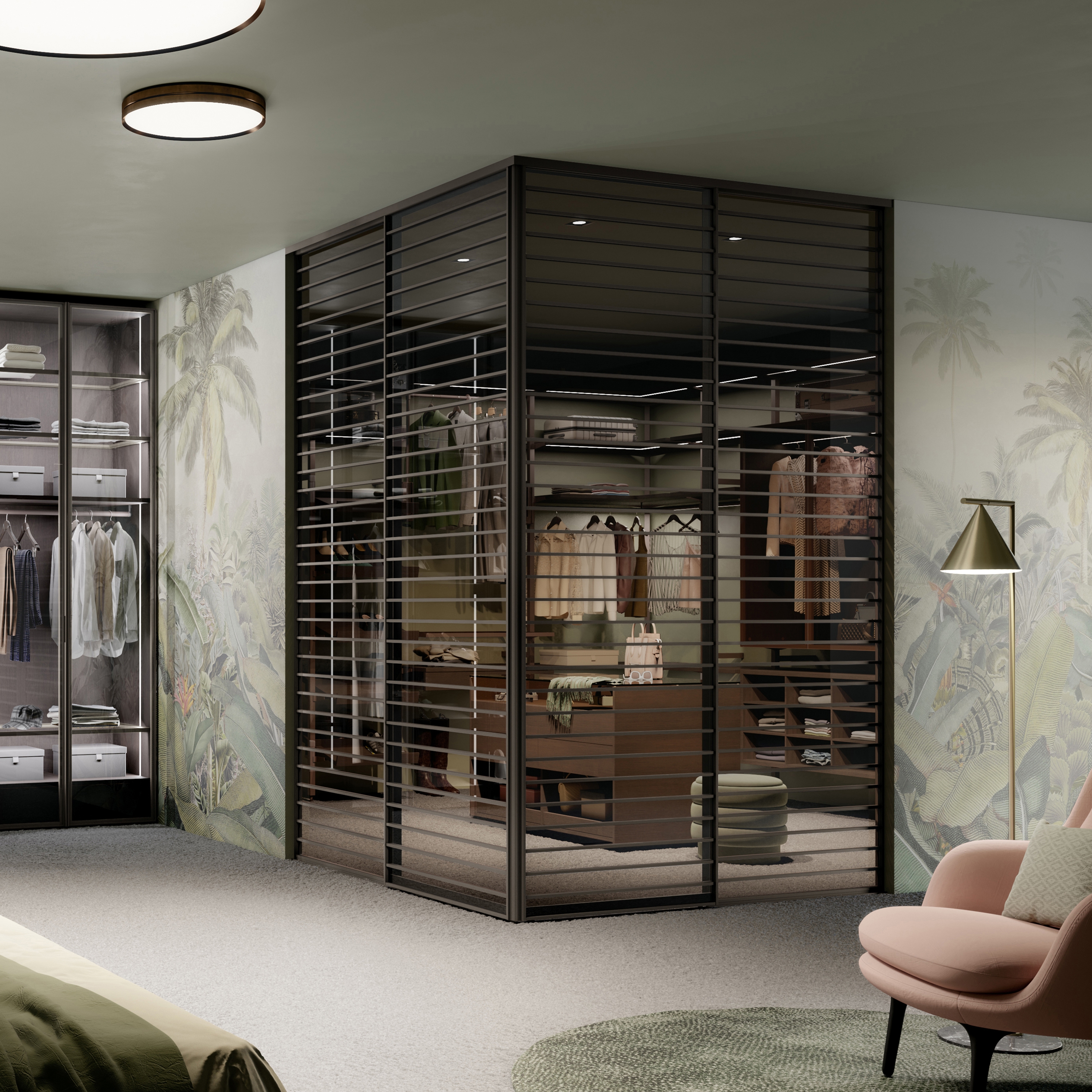 Display product S 1200 sliding door system as corner solution from manufacturer raumplus