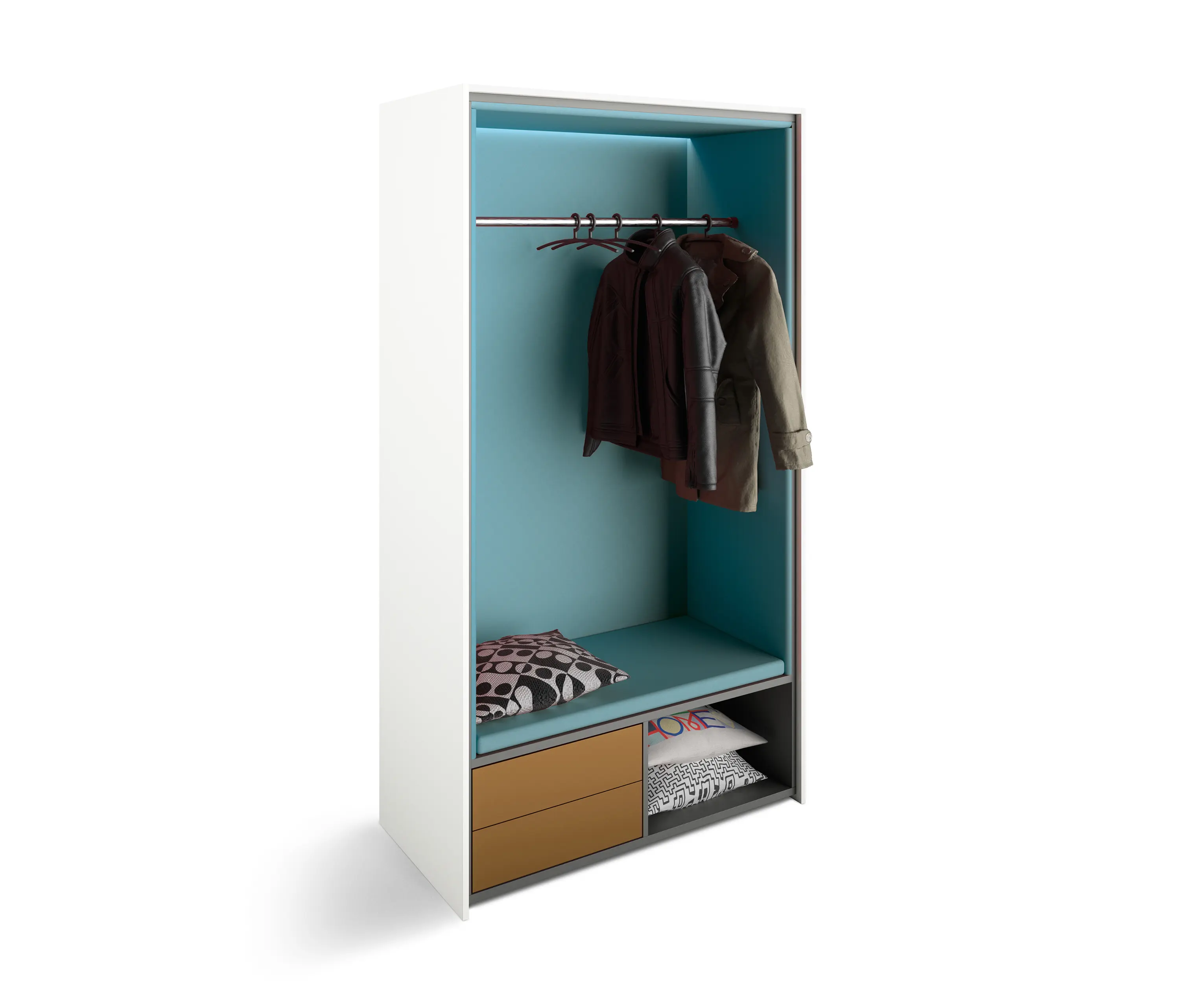 werner works - basic S cupboard booths | beach chair with pull-out drawers and cloakroom