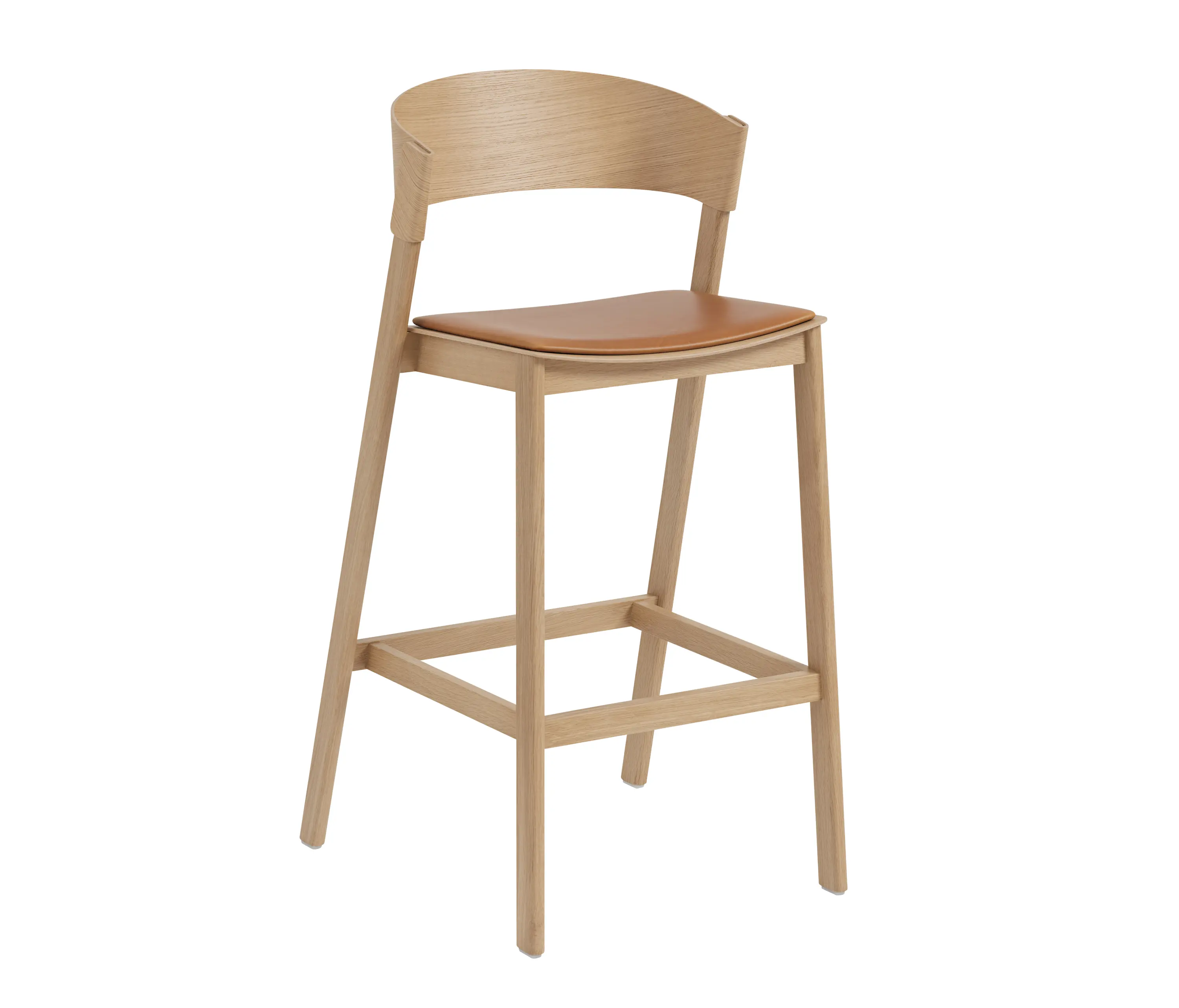 Muuto - Cover Bar Stool - Refine Leather Cognac/Oak