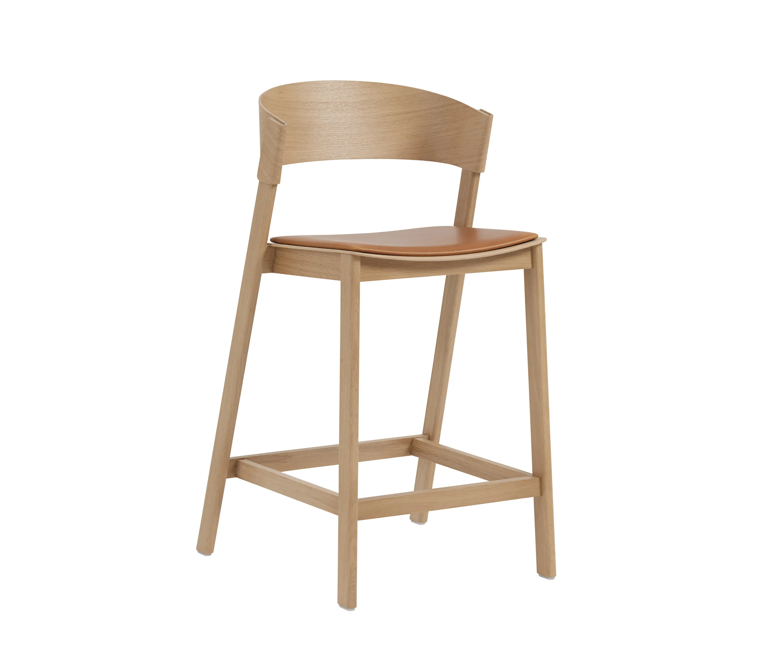 Muuto - Cover Counter Stool - Refine Leather Cognac/Oak