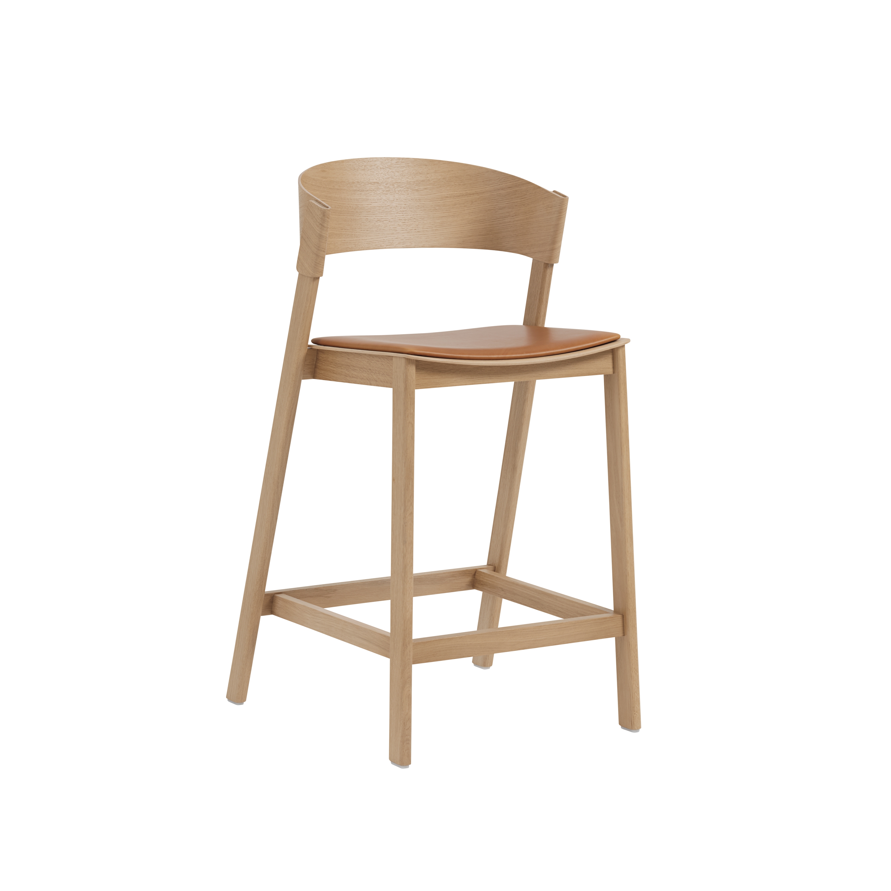 Display product Cover Counter Stool - Refine Leather Cognac/Oak from manufacturer Muuto