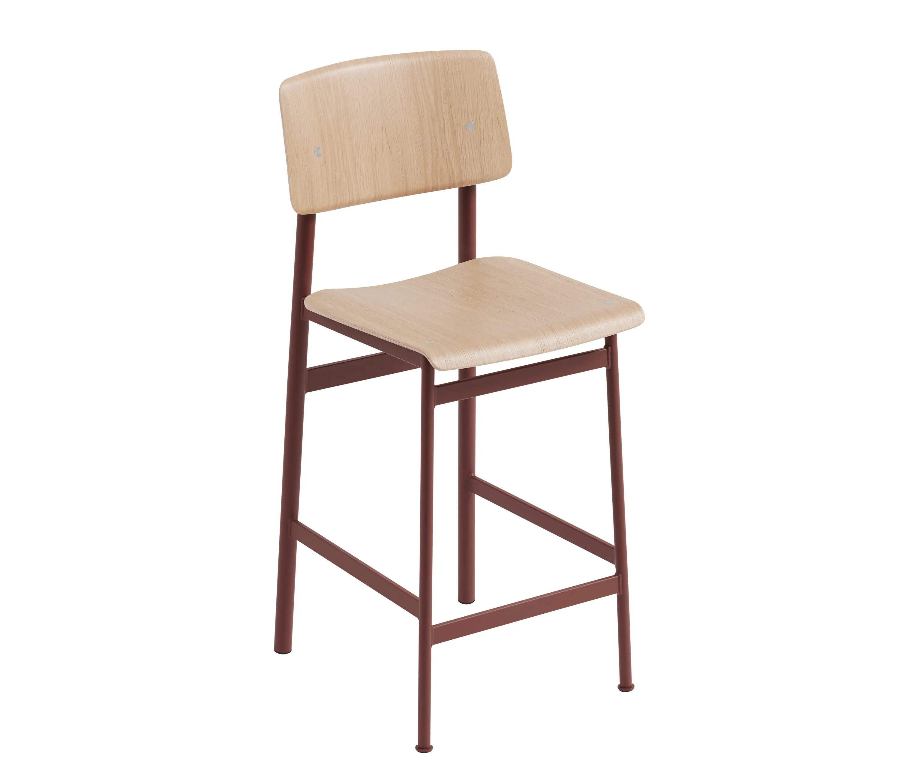 Muuto - Loft Bar Stool - Oak/Deep Red