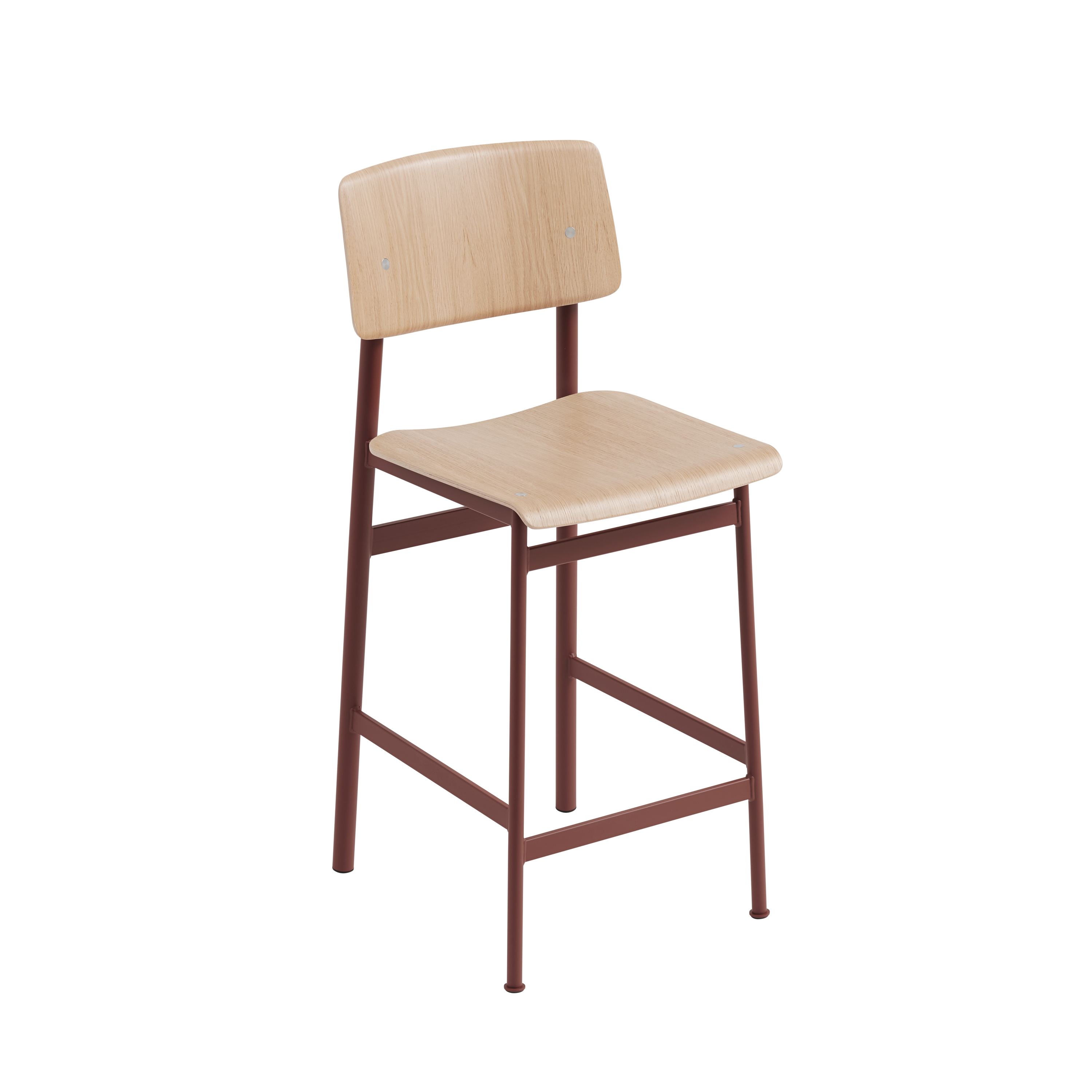 Loft Bar Stool - Oak/Deep Red