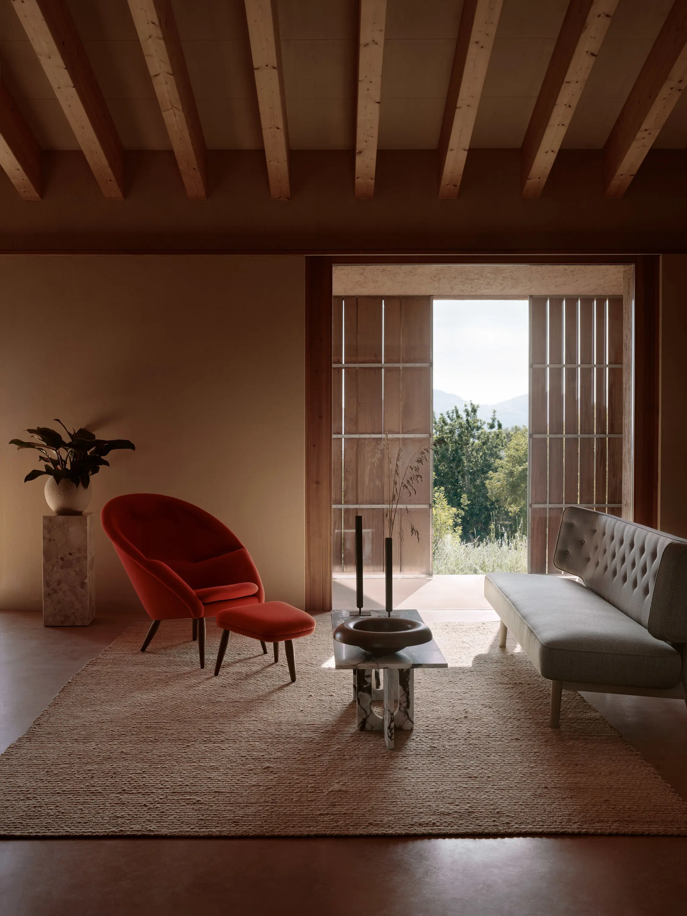 Audo Copenhagen - Oda, Ottoman | Natural Oak Base / Hallingdal 110