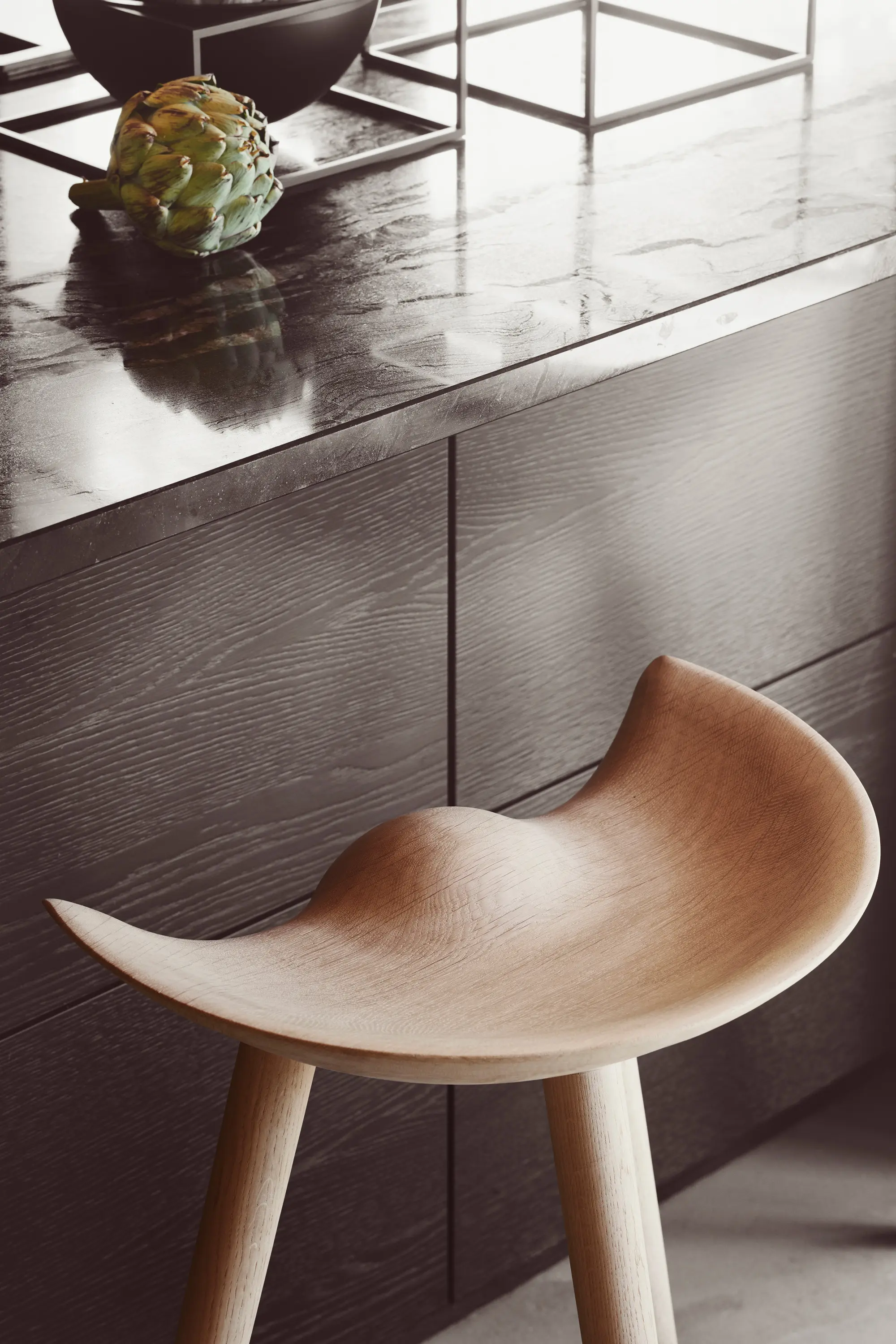 Audo Copenhagen - ML42 Counter Stool, Black Stained Beech/Brass