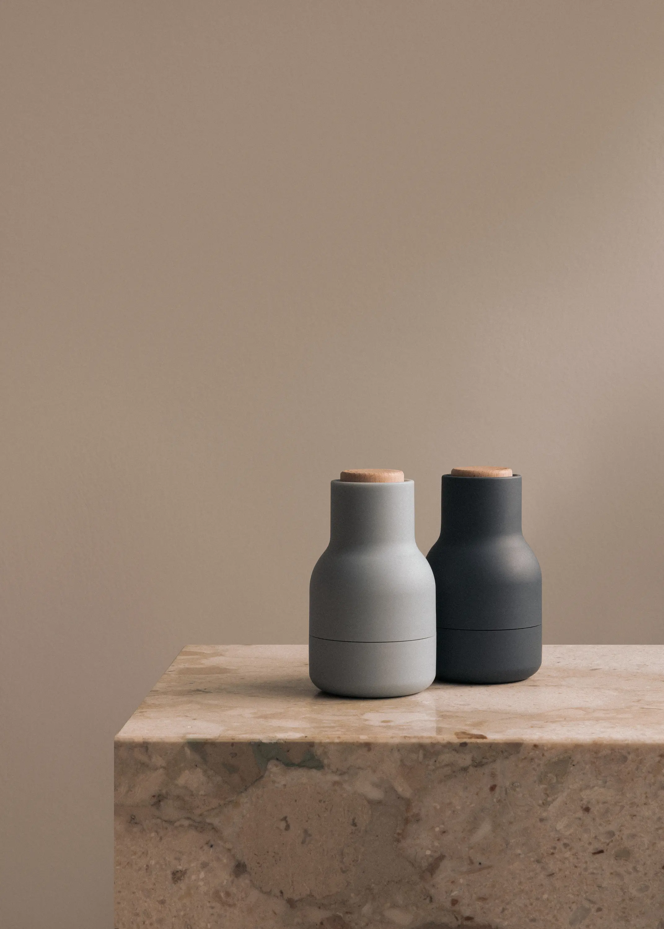 Audo Copenhagen - Bottle Grinder, Small, Beech Lid, Blues, 2-Pack