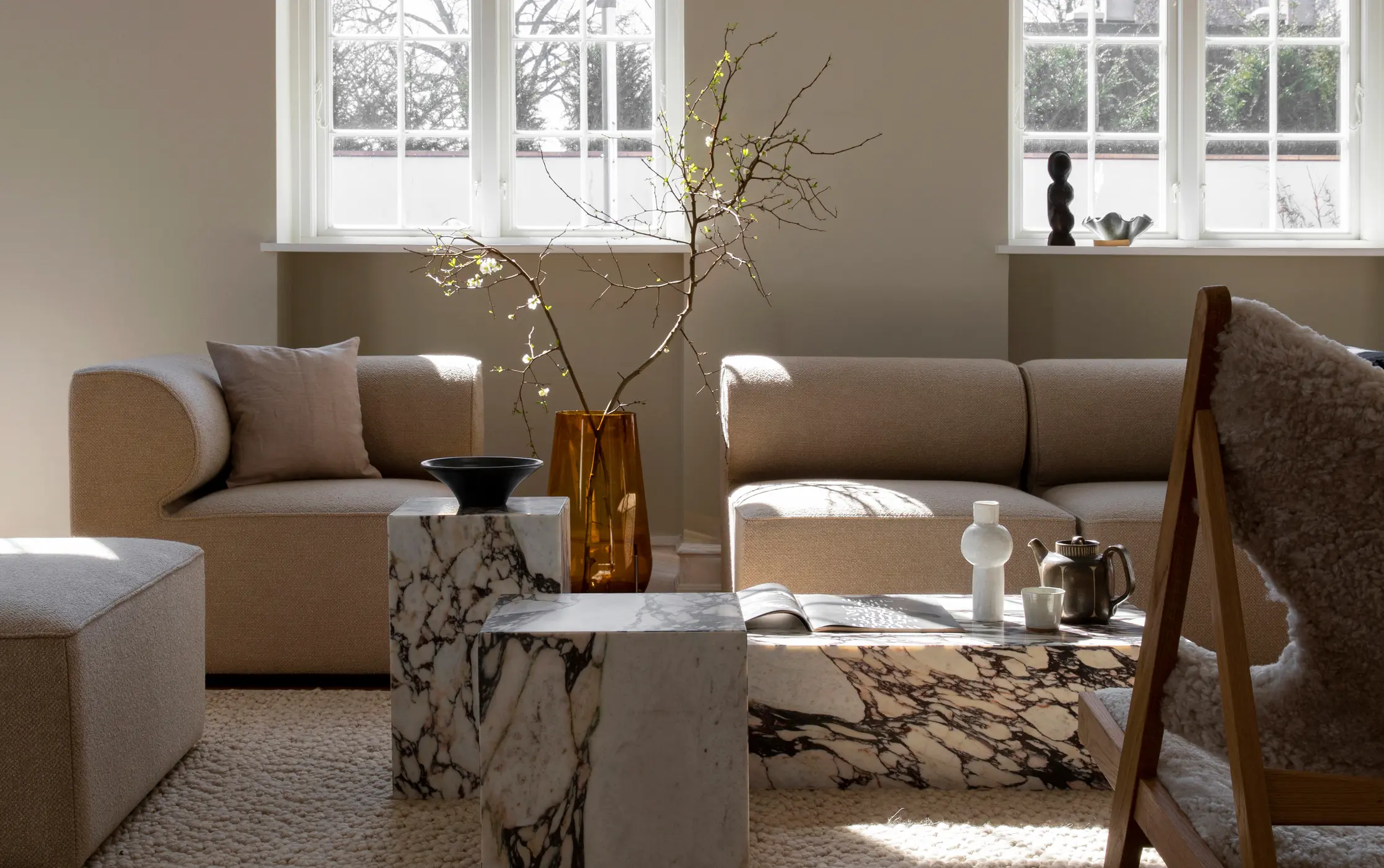 Audo Copenhagen - Eave Modular Sofa 86, Corner Right, 129 / Audo Bouclé 02