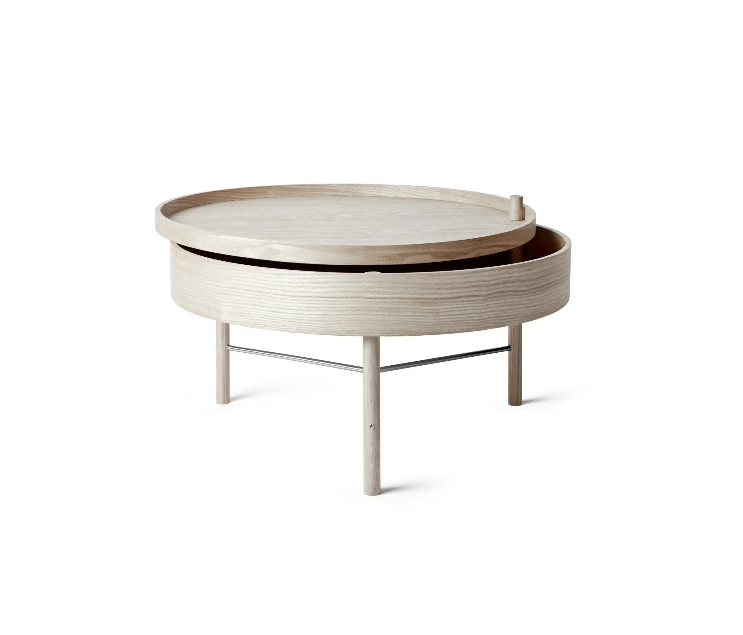 Audo Copenhagen - Turning Table | White Oak/Black Chrome