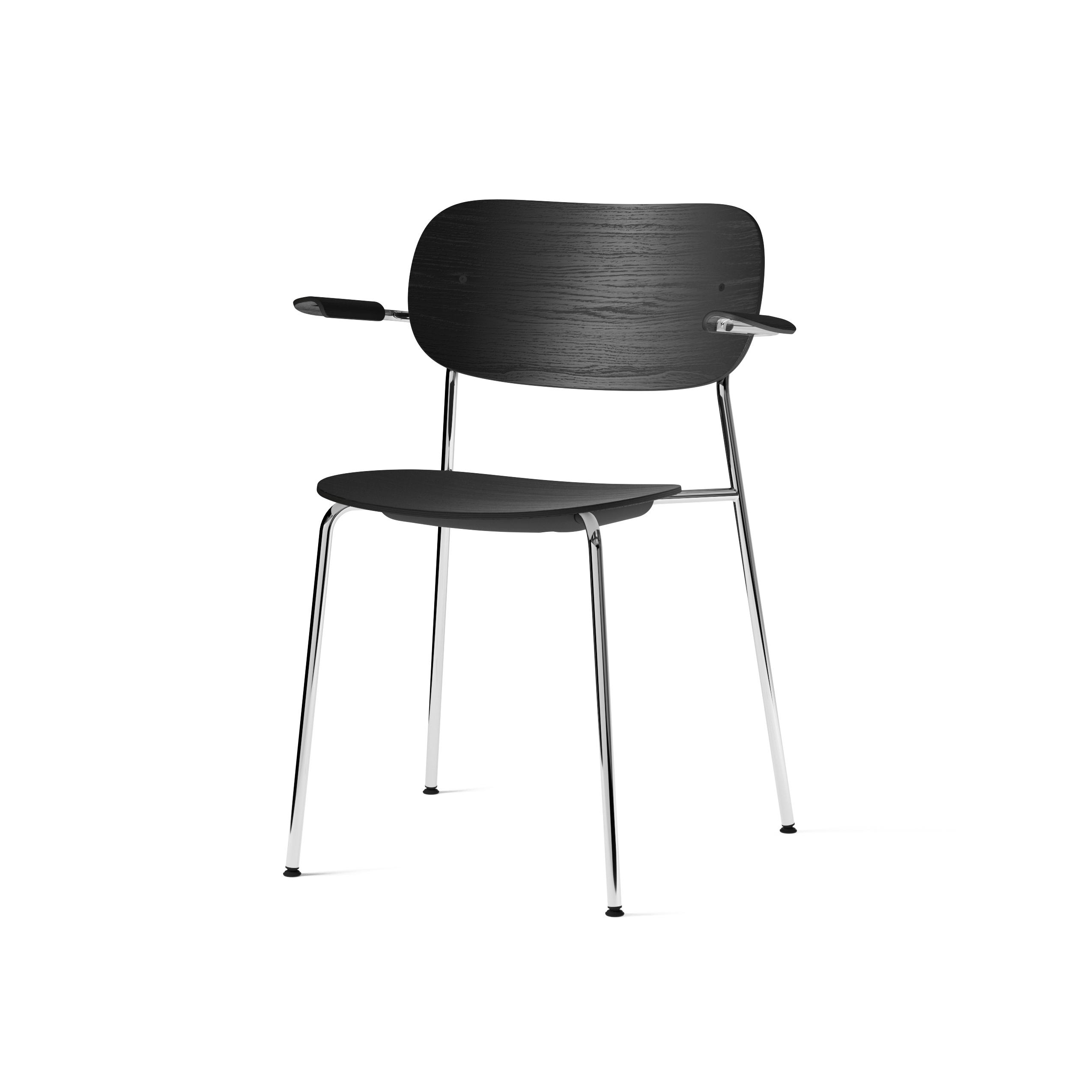 Co Chair w/ Armrest, Chrome / Black Oak