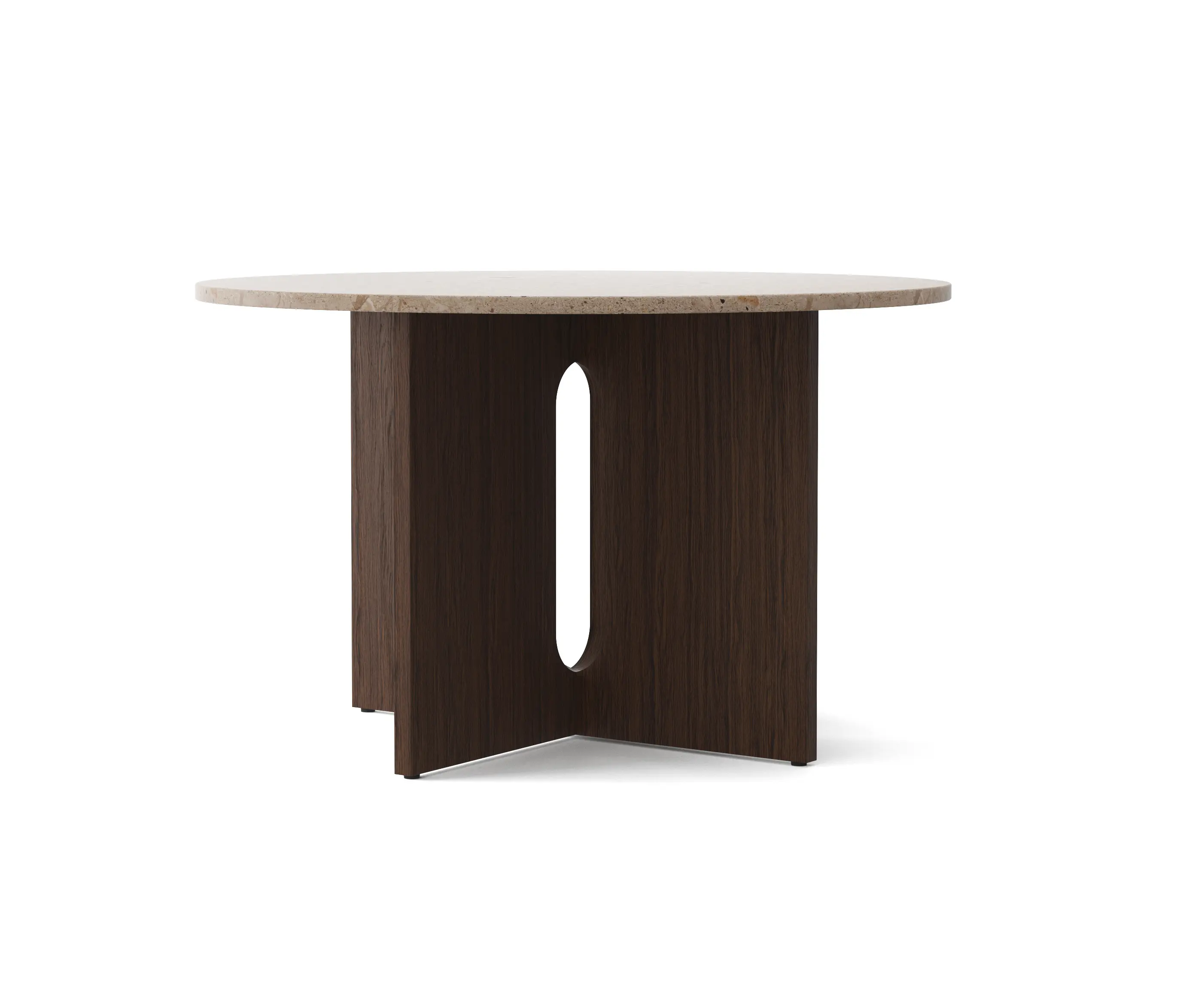 Audo Copenhagen - Androgyn Dining Table, Ø120, Dark Stained Oak/Sand Stone