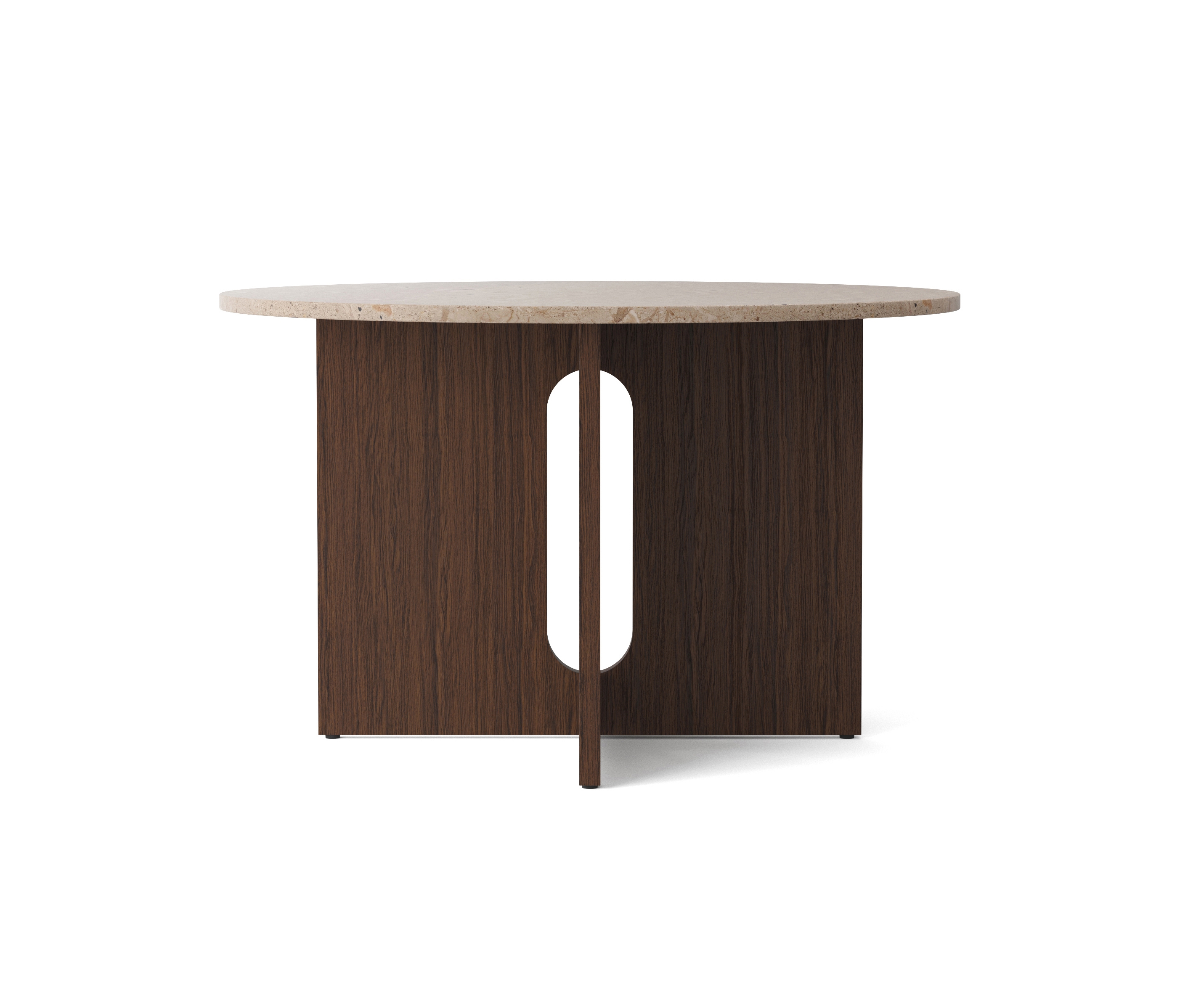 Display product Androgyn Dining Table, Ø120, Dark Stained Oak/Sand Stone from manufacturer Audo Copenhagen