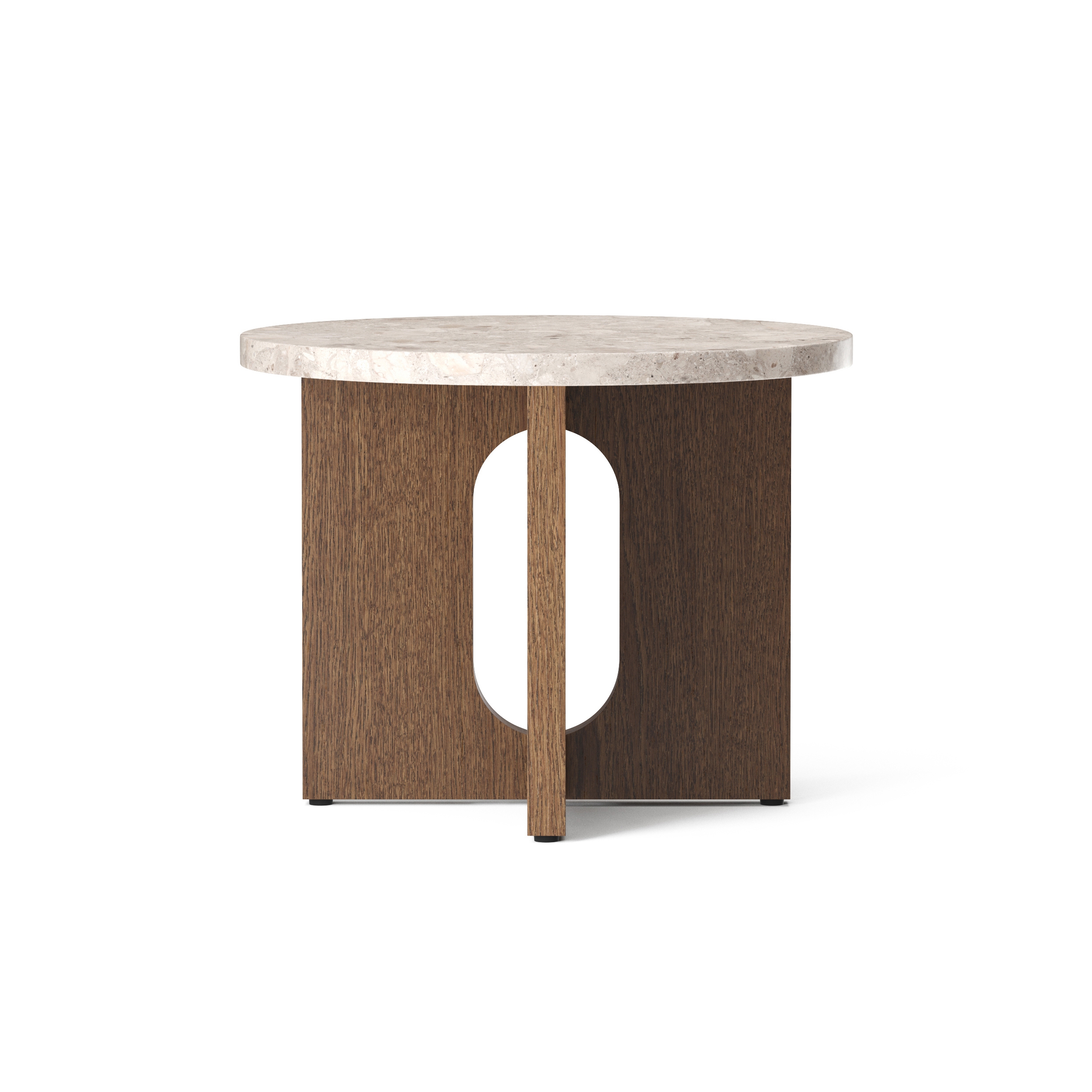 Androgyne Side Table, Ø50, Dark Stained Oak | Kunis Breccia Stone