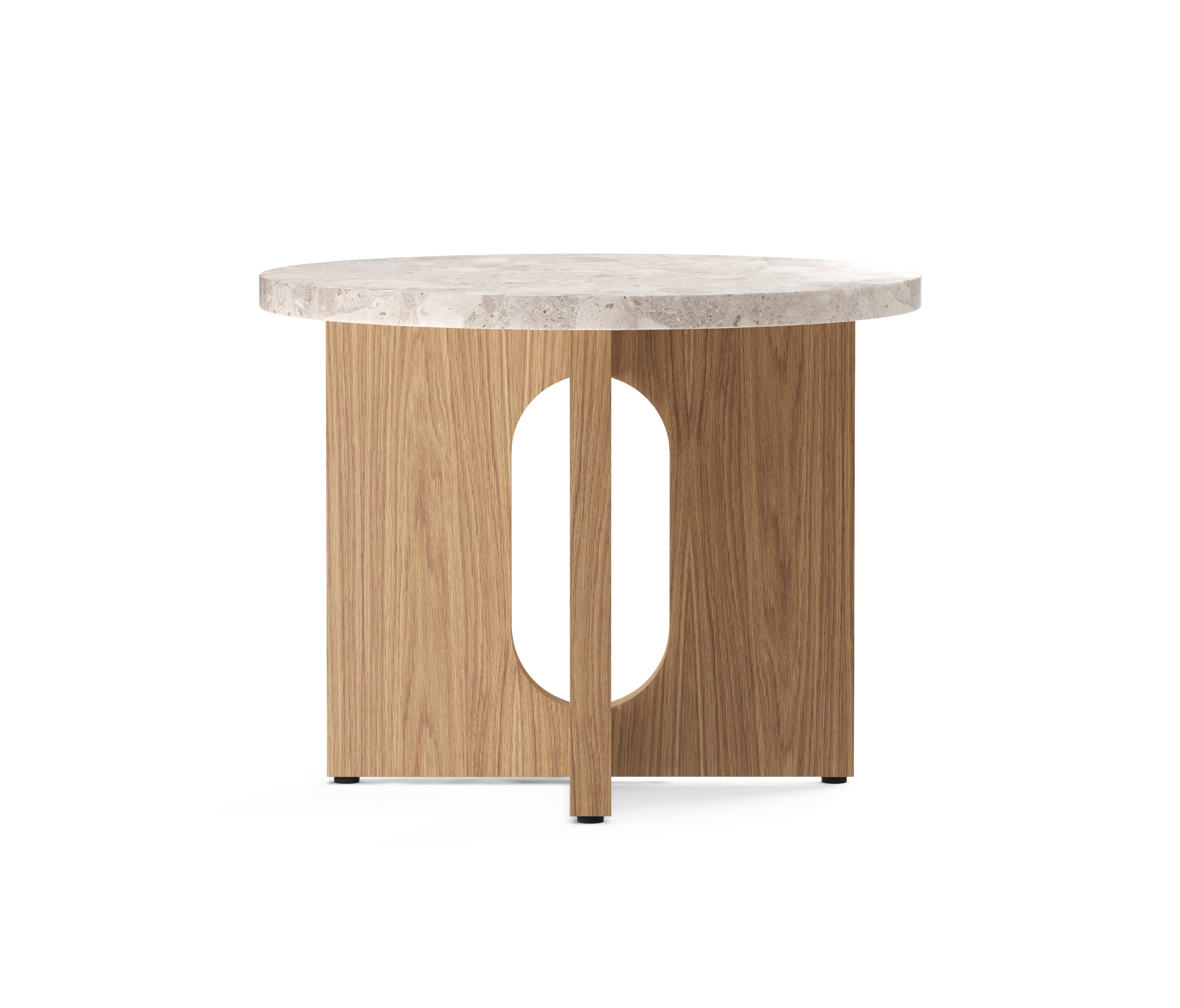 Mostra il prodotto Androgyne Side Table, Ø50, Natural Oak | Kunis Breccia Stone del produttore Audo Copenhagen
