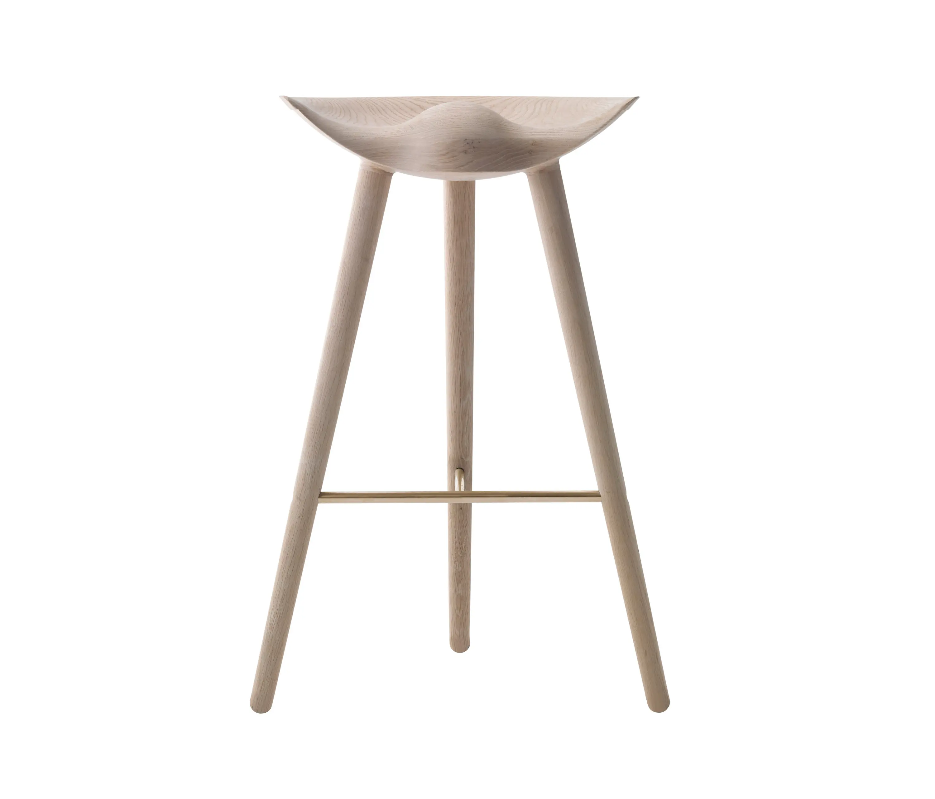 Audo Copenhagen - ML42 Bar Stool, Soap Treated Oak/Brass