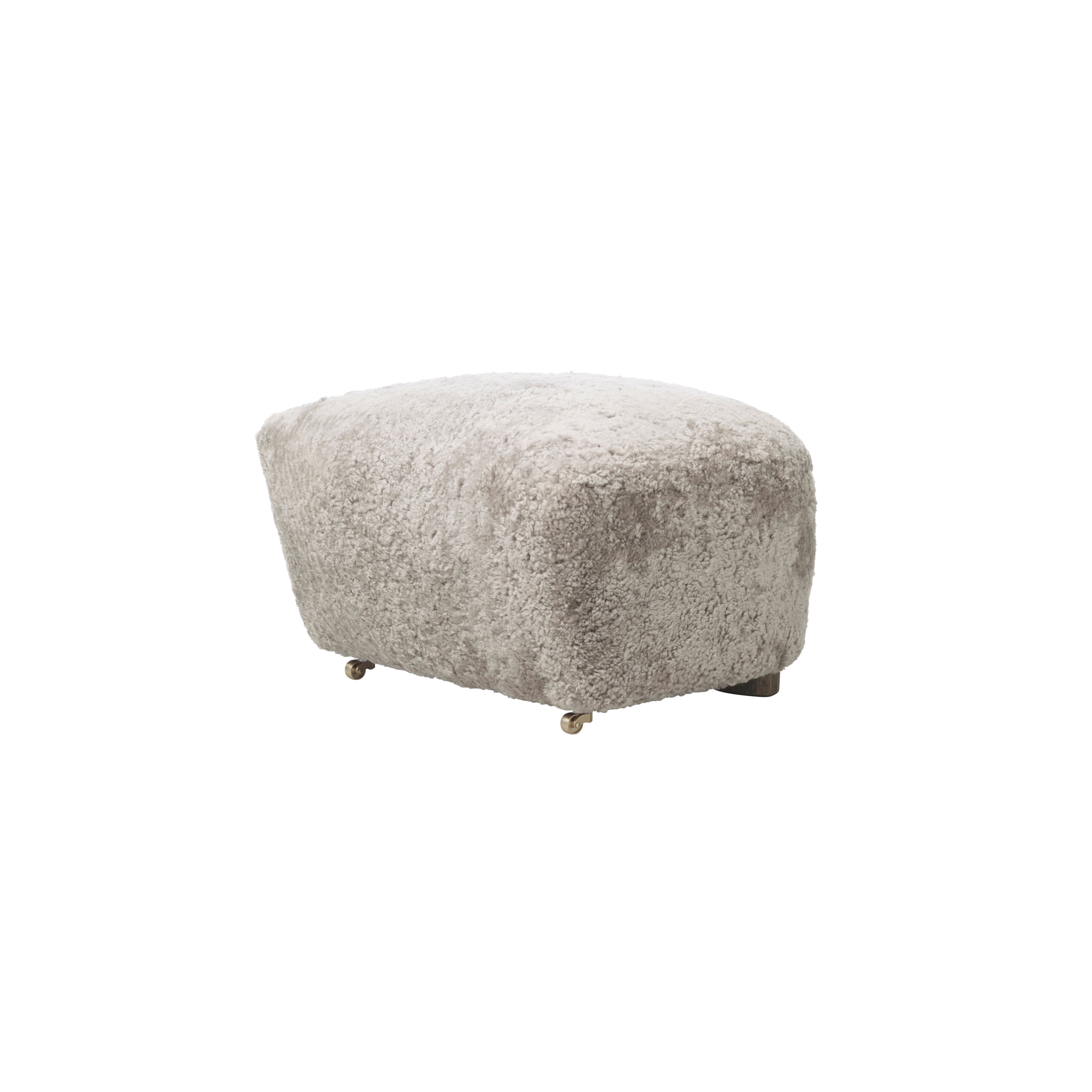 The Tired Man Footstool Sheepskin, Green Tea/Dark Oiled Oak