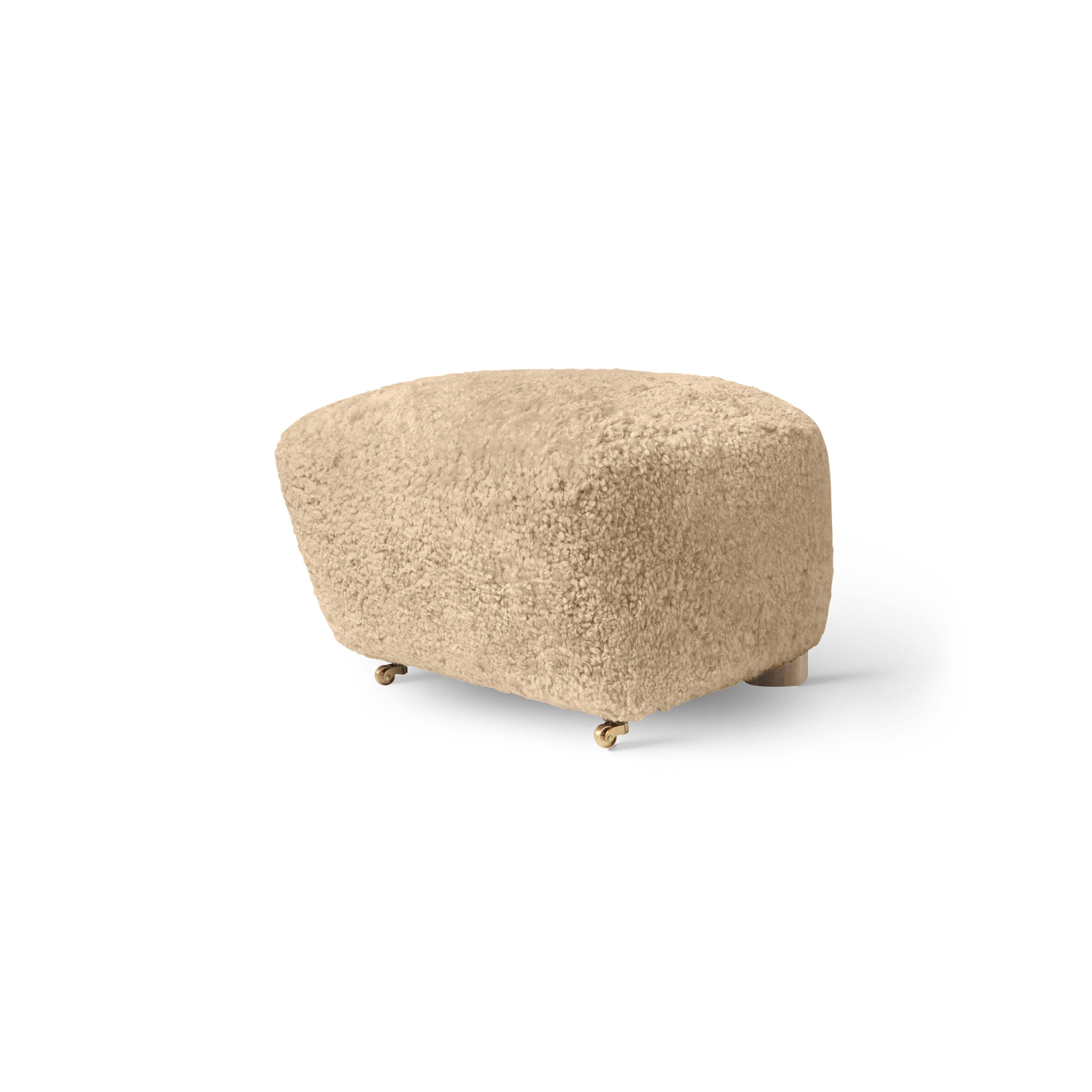 The Tired Man Footstool Sheepskin, Honey/Natural Oak