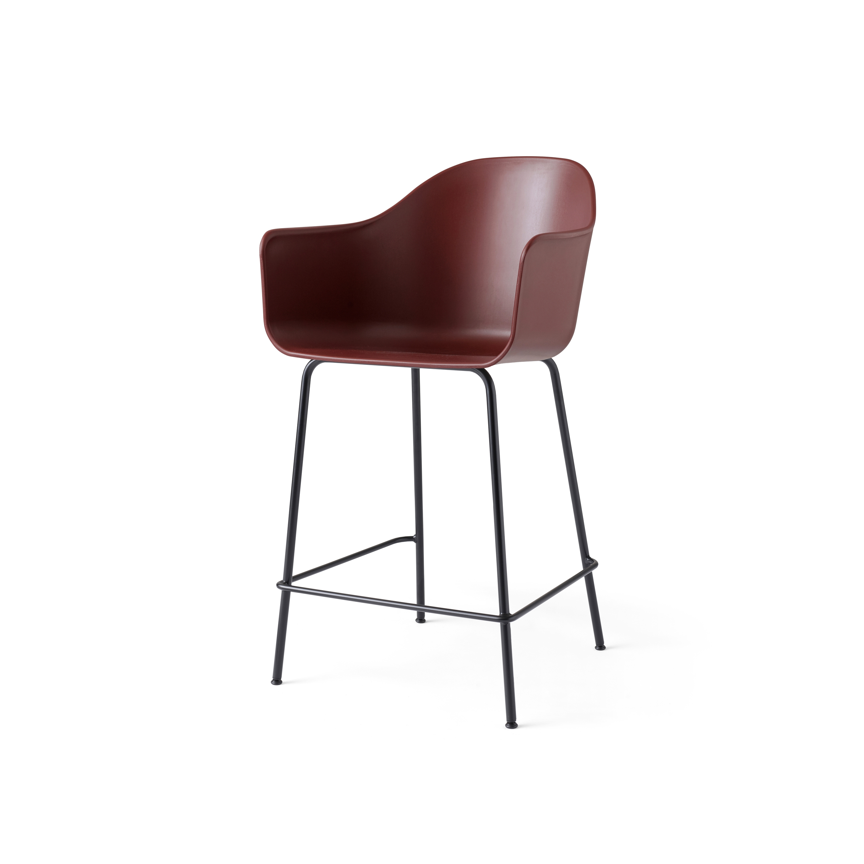 Harbour Counter Chair | Black Steel, Burned Red, Plastic