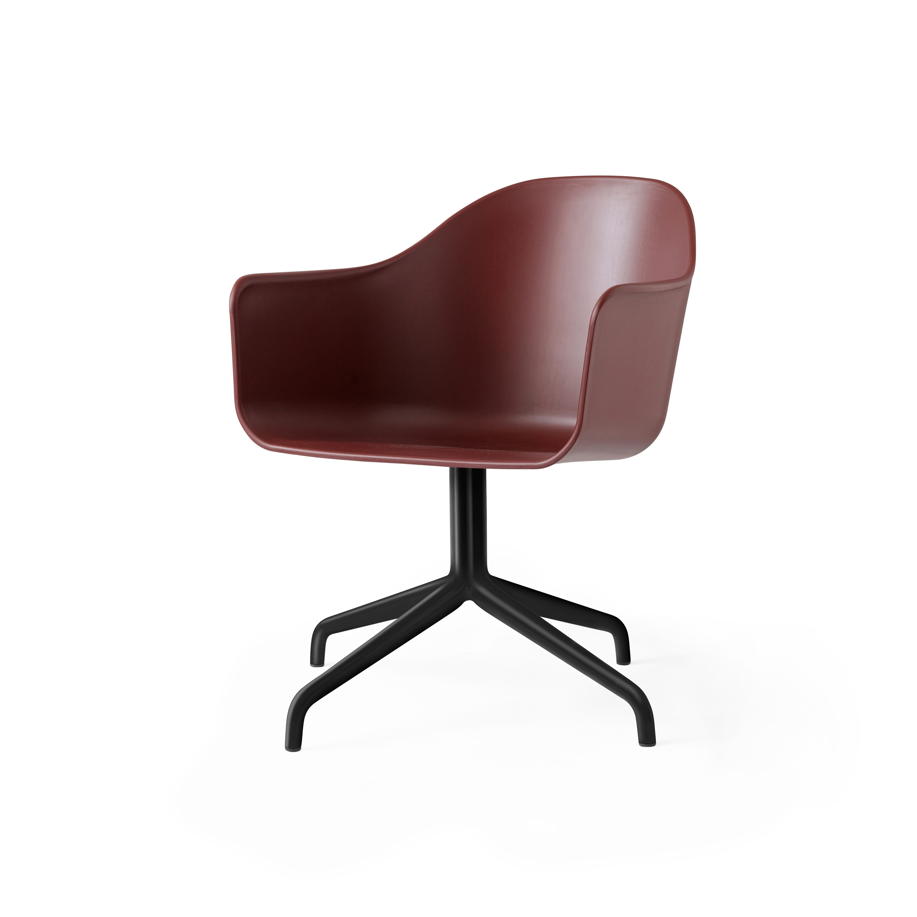 Harbour Dining Chair, Star Base W.Swivel | Black Aluminium, Burned Red Plastic